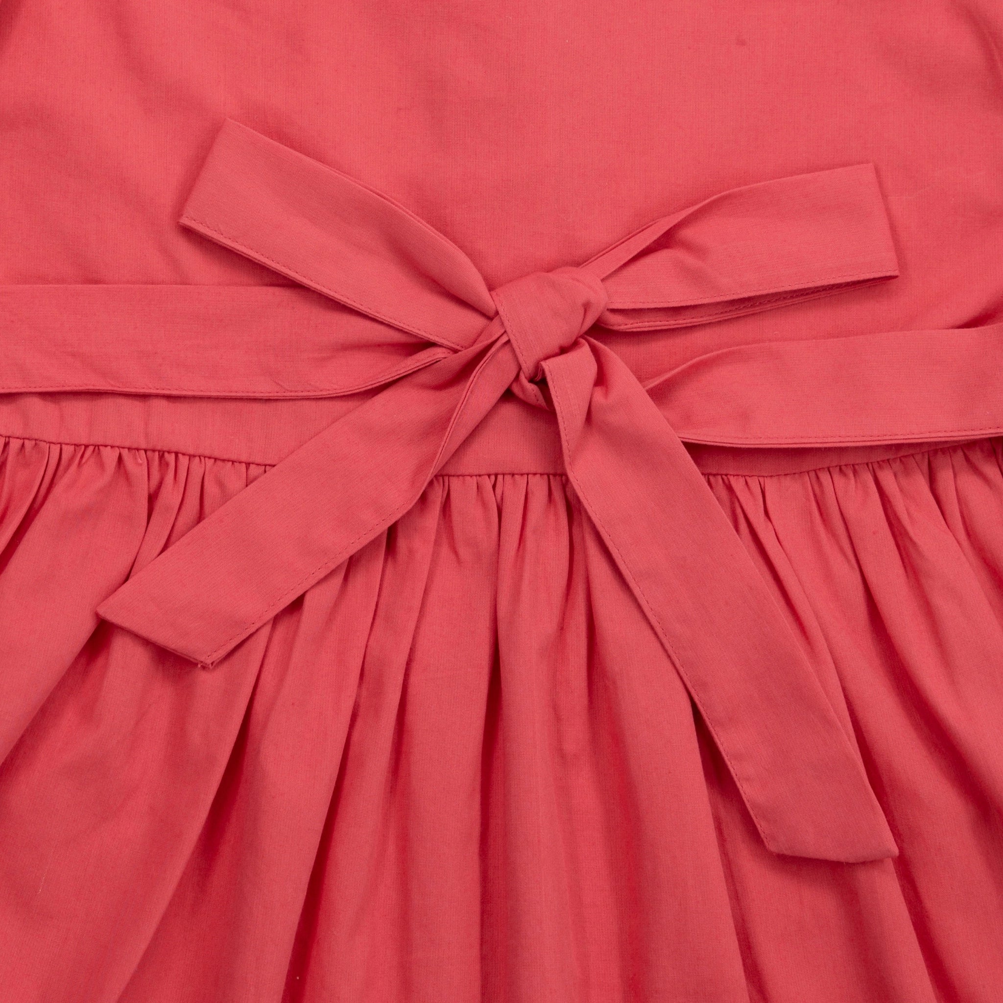 Red Long Puff Sleeve Cotton Dress Kids Karee