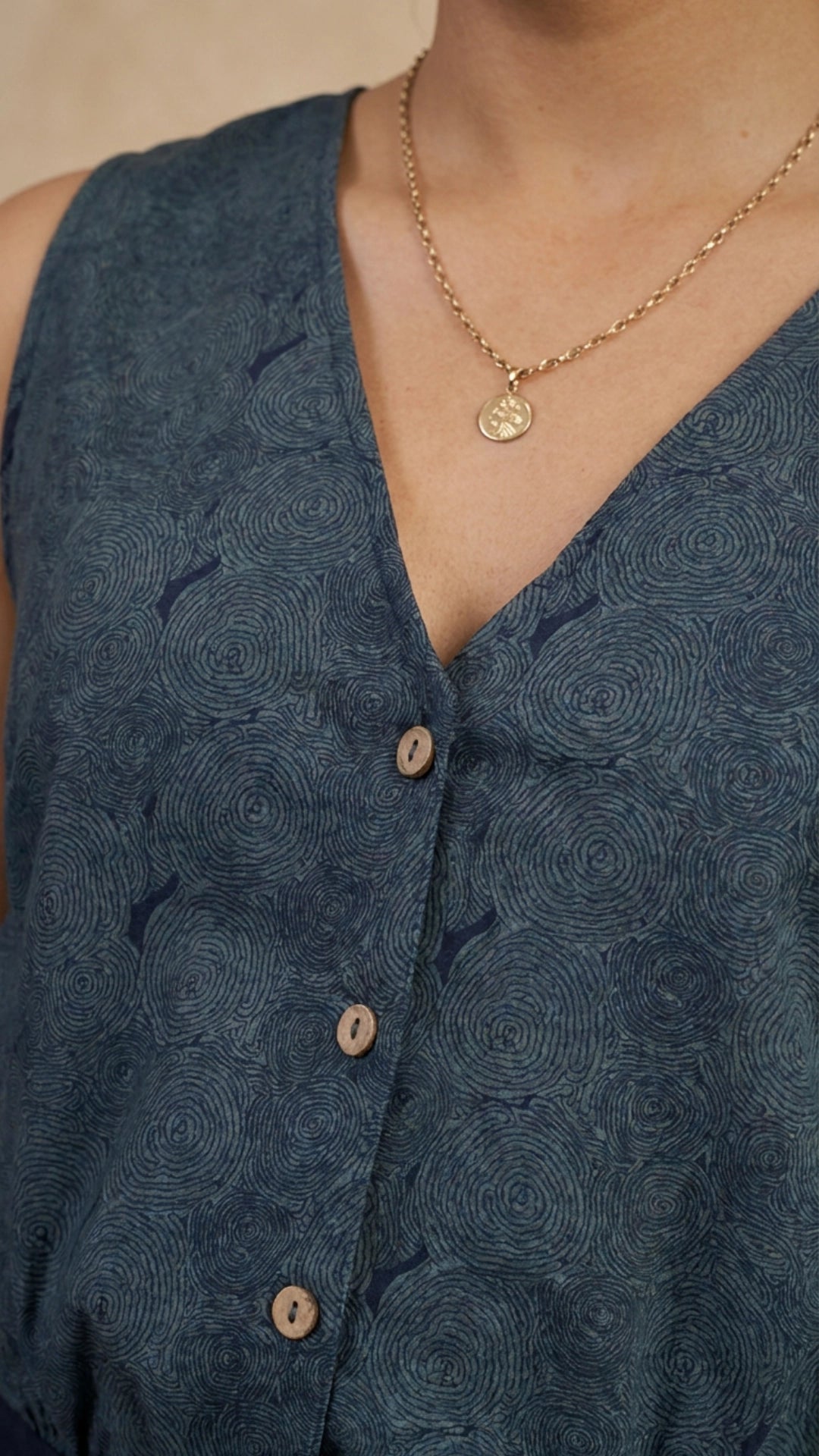 Prussian Blue Ajrakh-Inspired Cotton Jumpsuit for Women India | Karee Women Karee