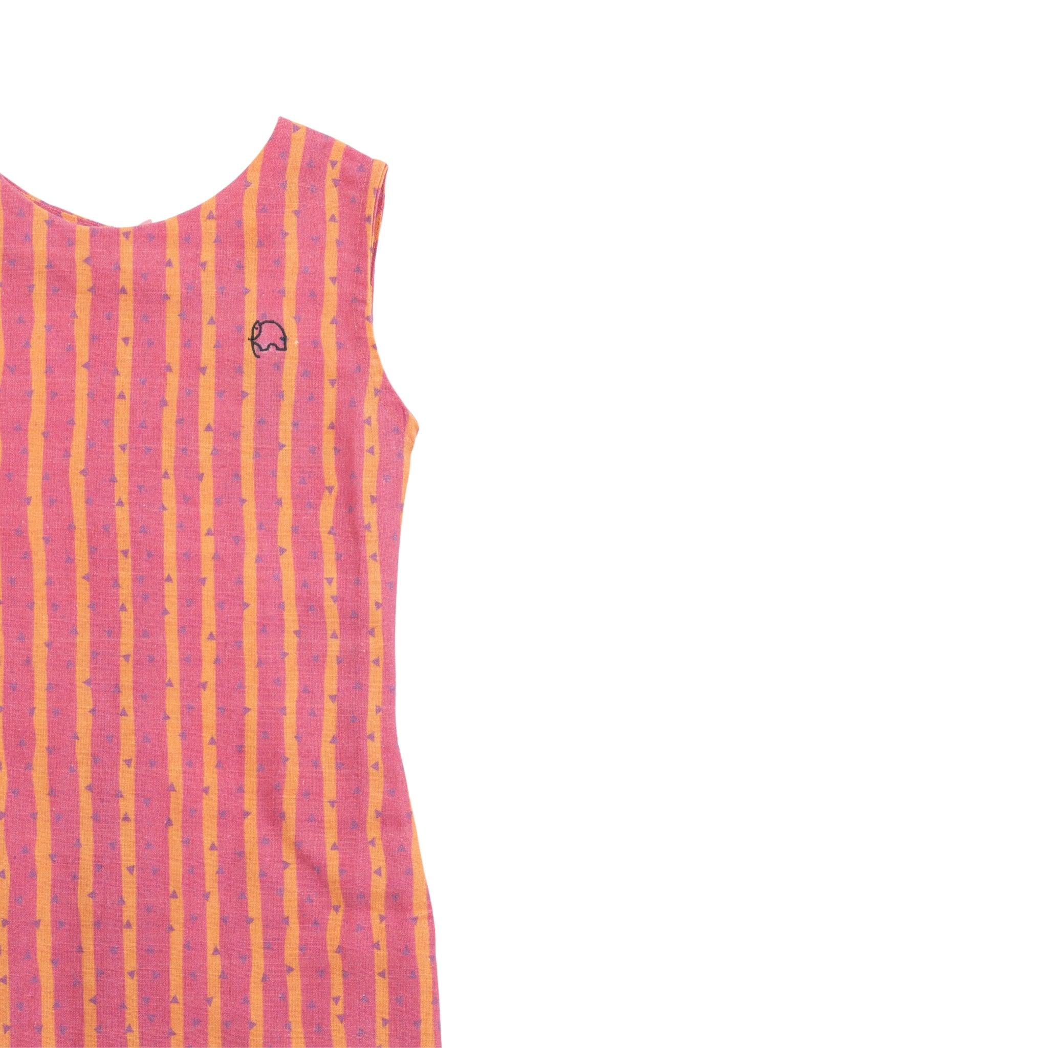 A Karee Linen Cotton Round Neck Frock for Kids in Lilac Rose.