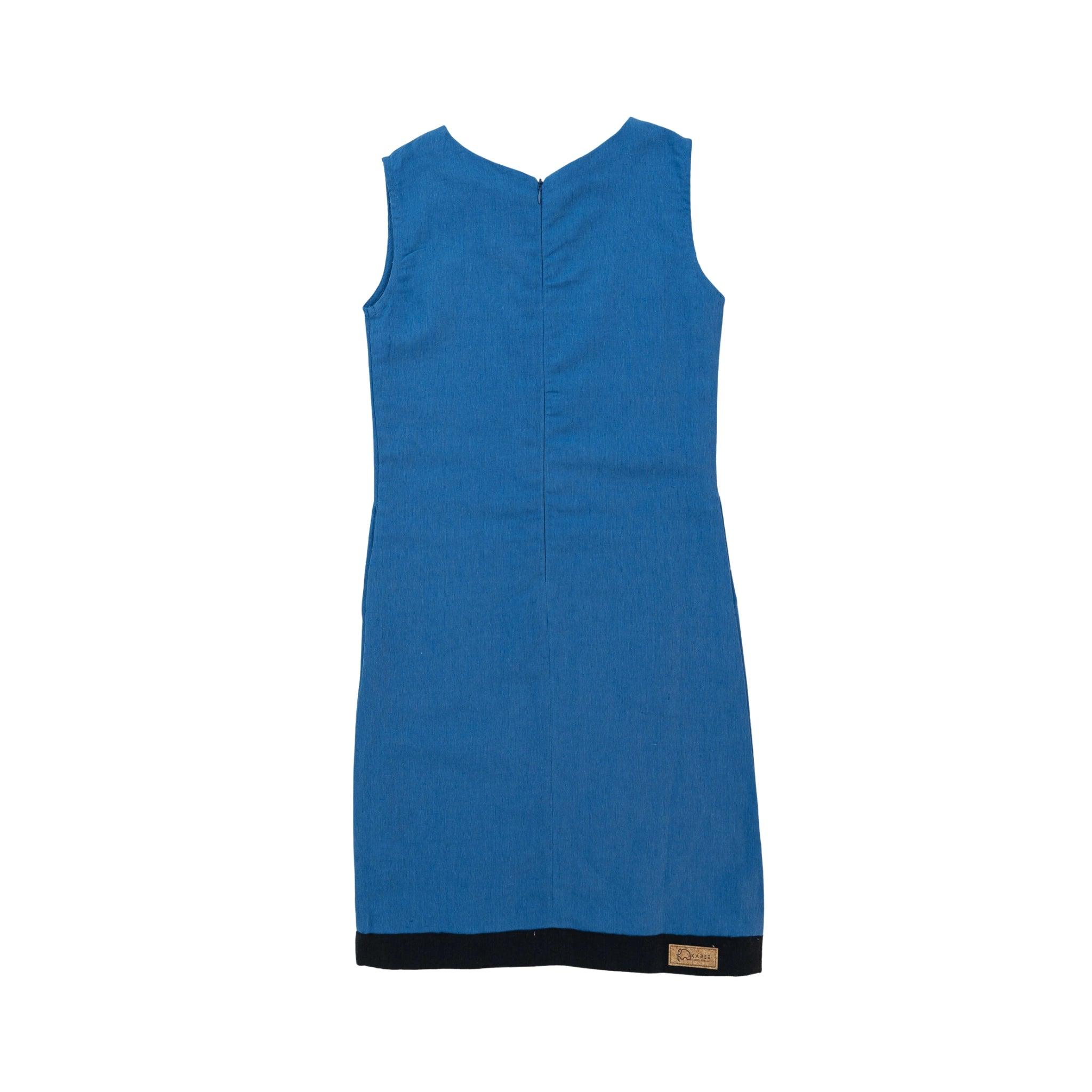 A Karee Linen Cotton Round Neck Frock for Kids displayed against a white background.