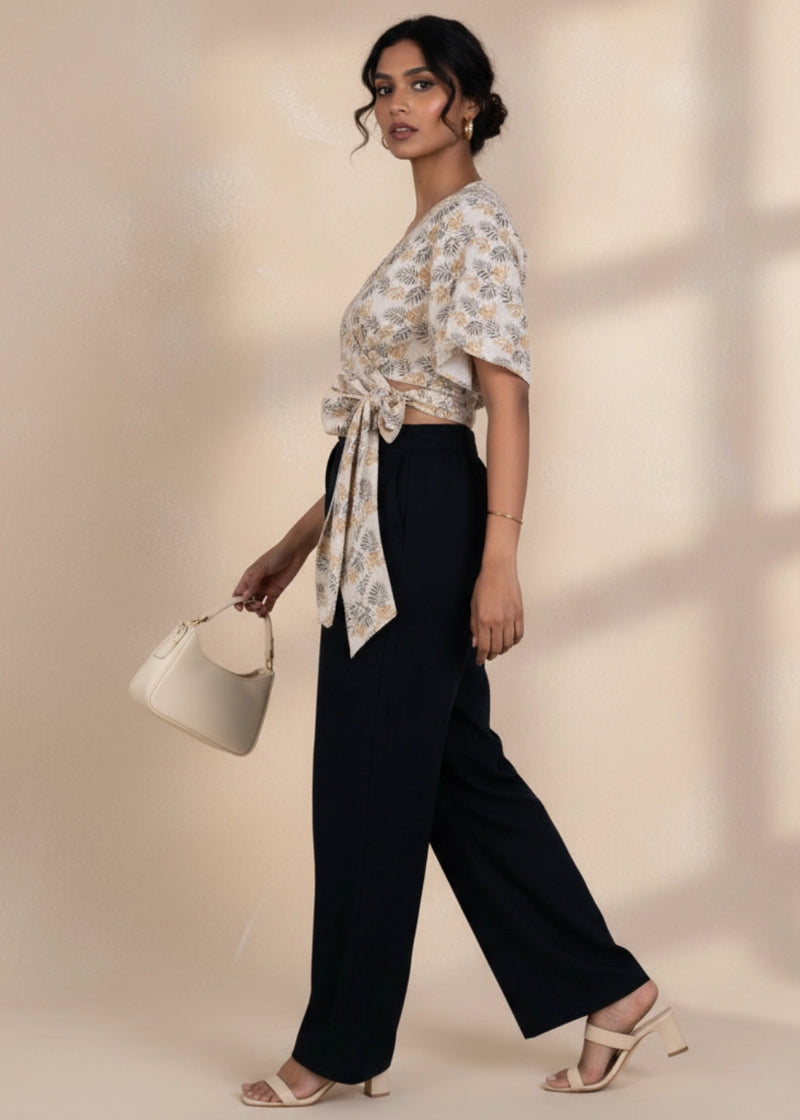 Biscuit Bliss Eco-Friendly Wrap Linen-Viscose Top | Karee Sustainable Fashion Women Karee