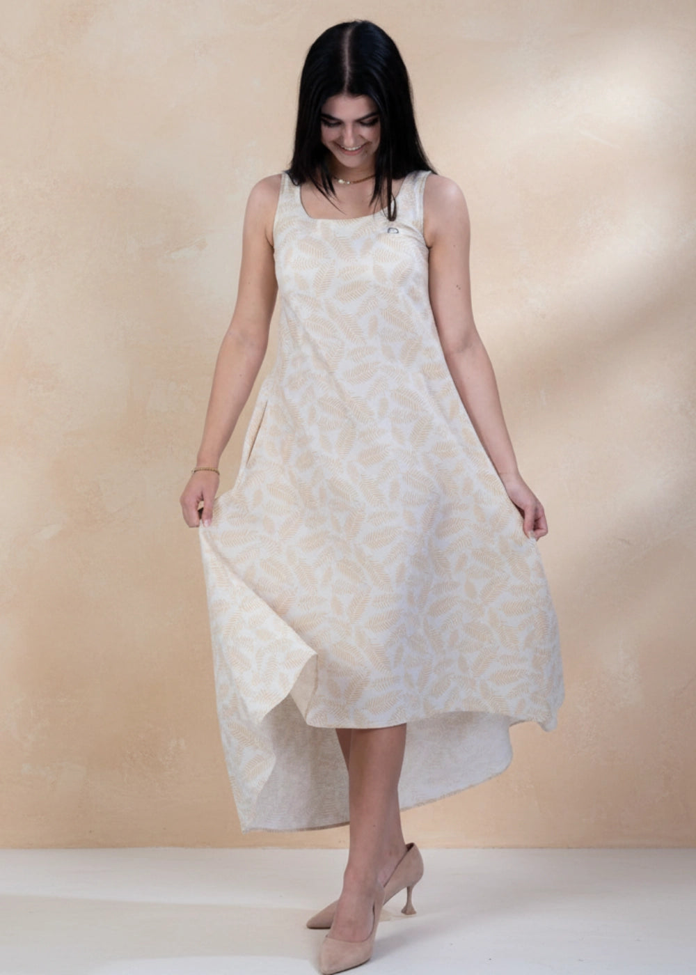 Mystic Serenity High-Low Linen-Cotton Dress | Karee Sustainable Fashion