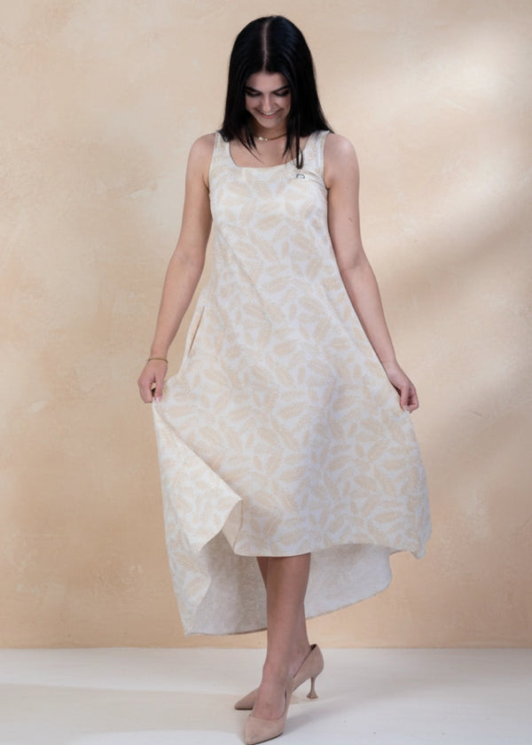 Mystic Serenity High-Low Linen-Cotton Dress | Karee Sustainable Fashion