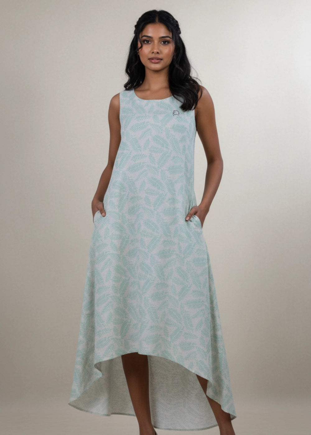 Mystic Breeze High-Low Linen-Cotton Dress | Karee Sustainable Fashion