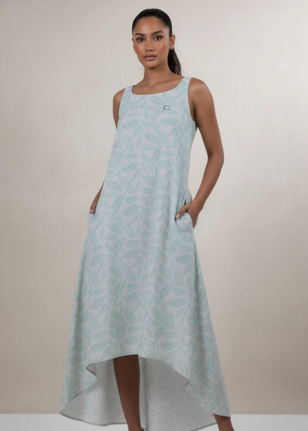 Mystic Breeze High-Low Linen-Cotton Dress | Karee Sustainable Fashion Women Karee