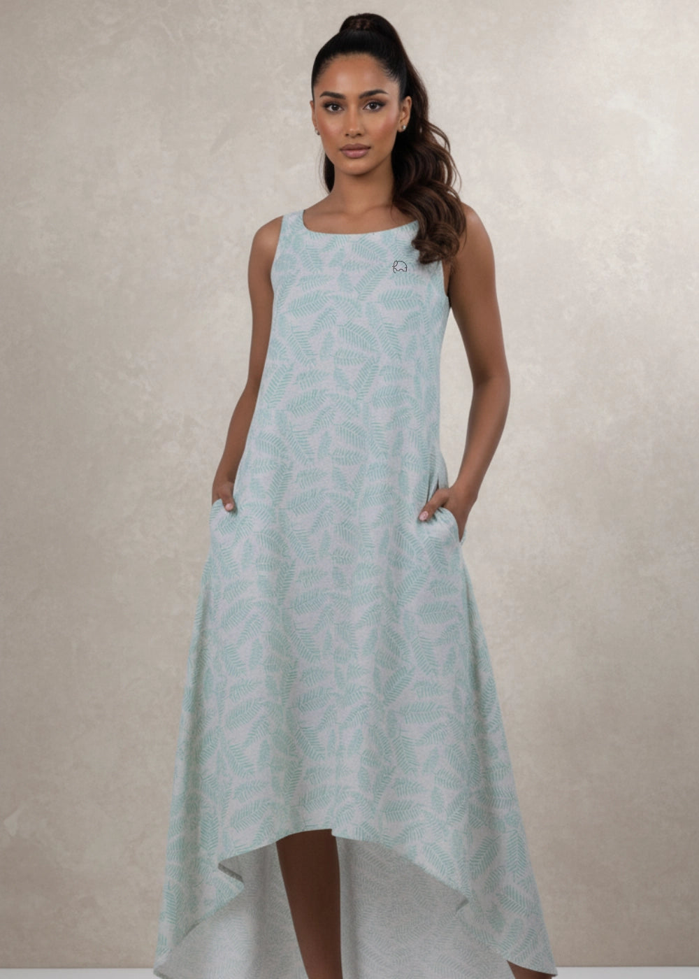 Mystic Breeze High Low Linen Cotton Dress | Sustainable Women's Dresses