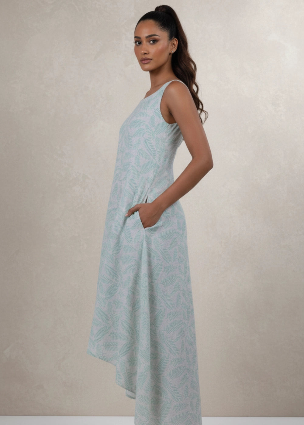 Mystic Breeze High Low Linen Cotton Dress | Sustainable Women's Dresses