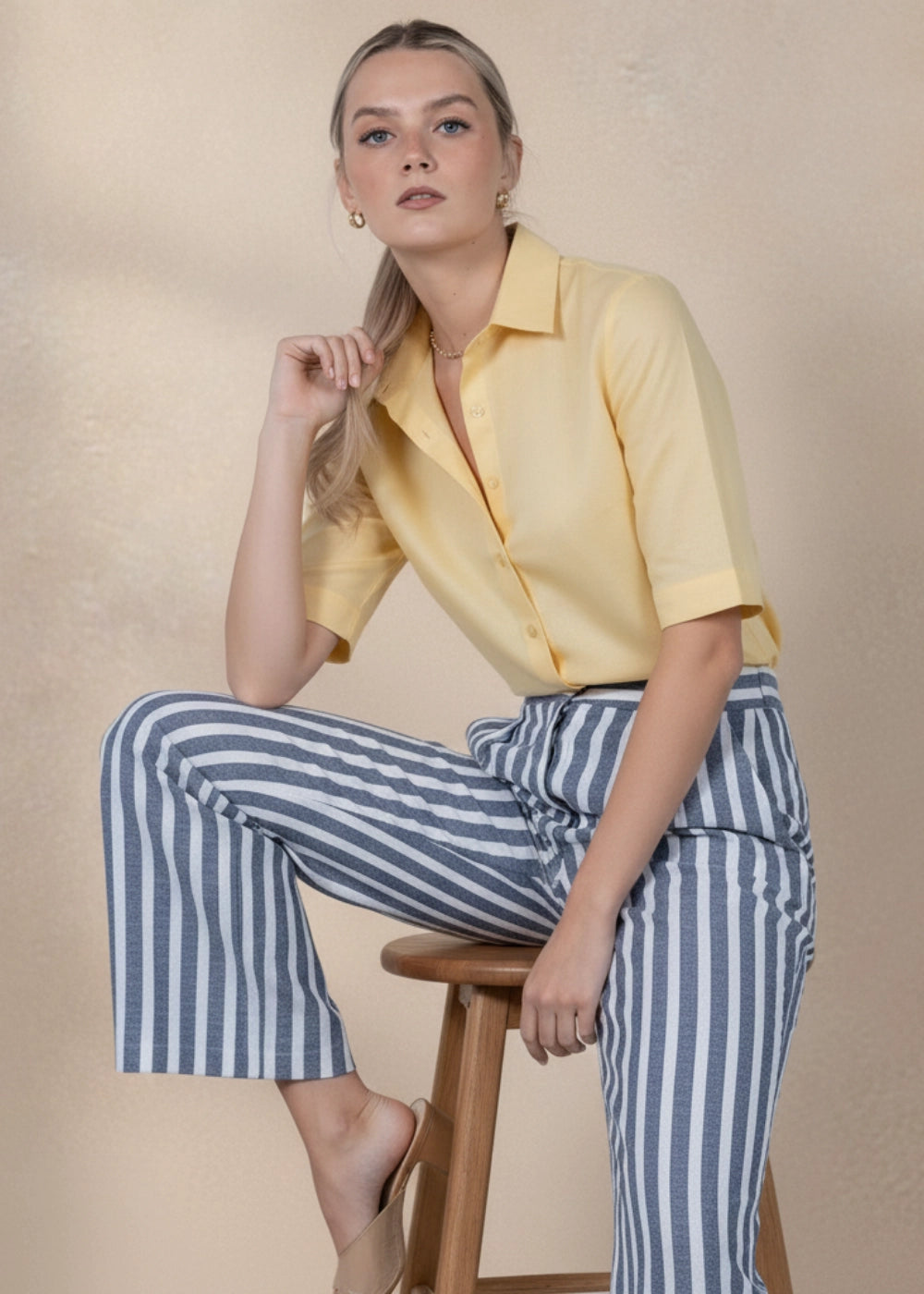 Sunlit Breeze Yellow Linen-Cotton Shirt | Karee Sustainable Fashion