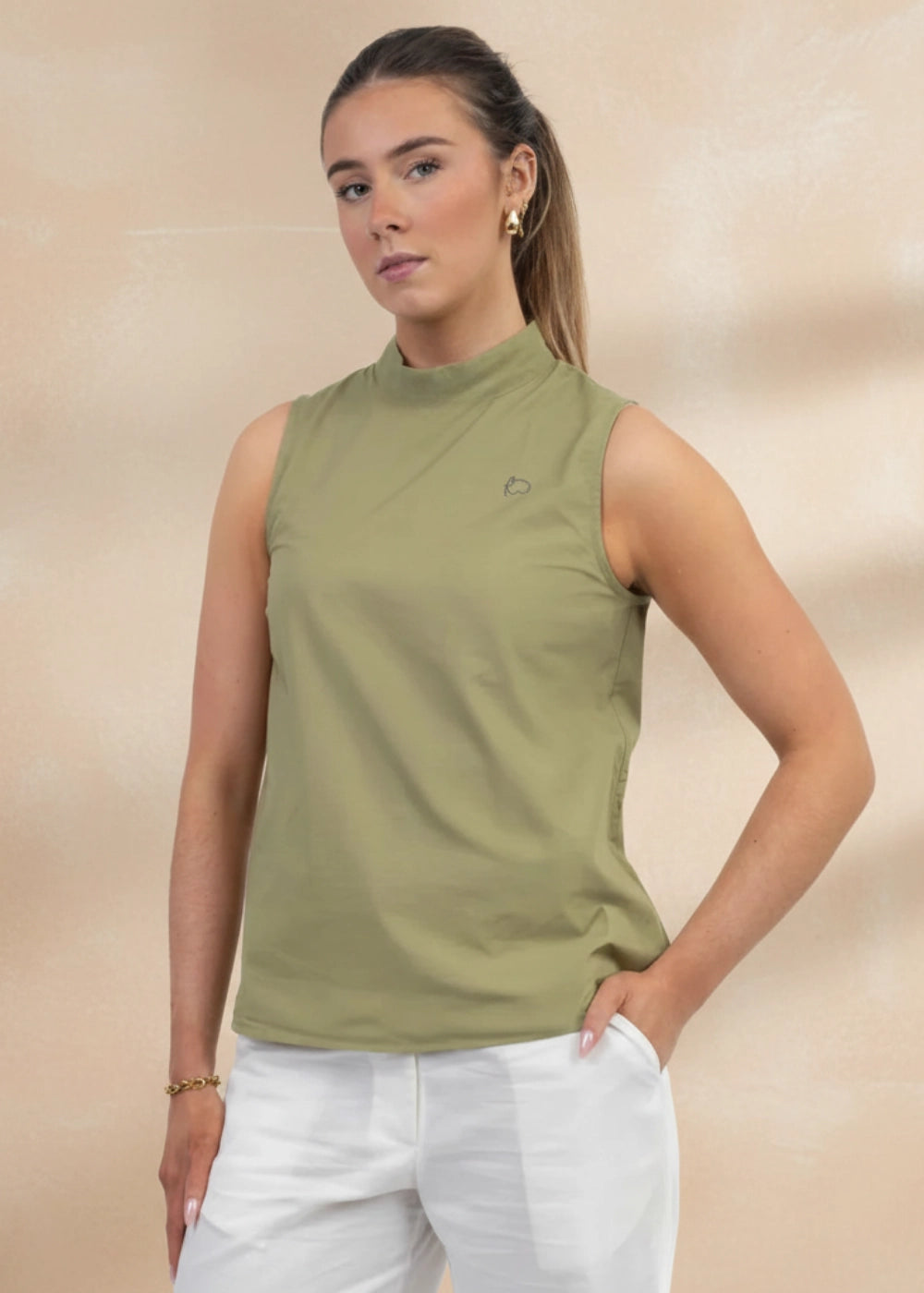 Pear Green Harmony Sleeveless Linen-Cotton Top | Karee Sustainable Fashion