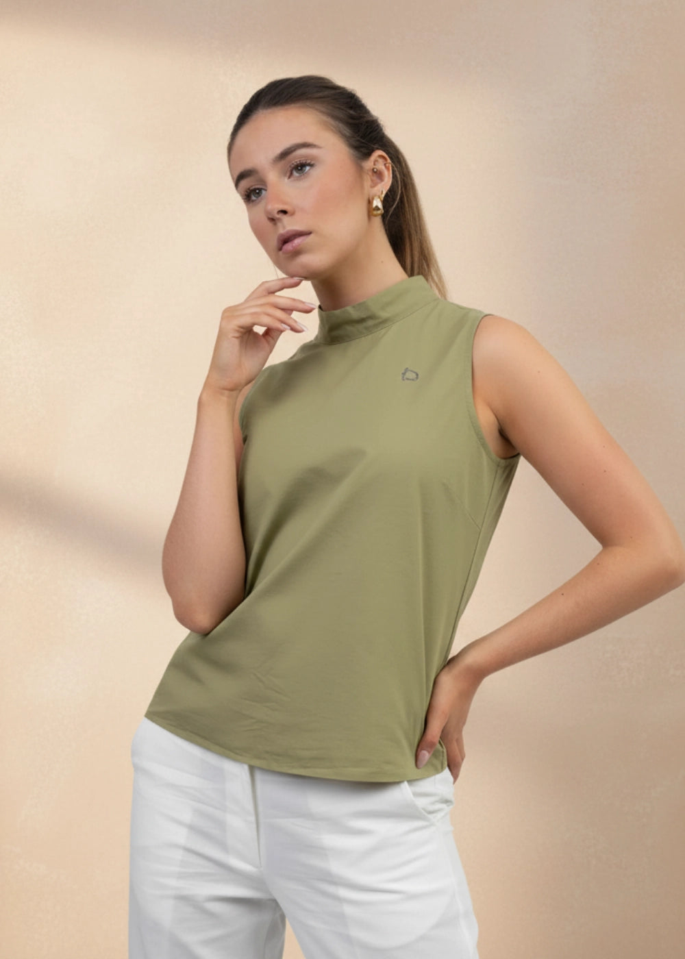 Pear Green Harmony Sleeveless Linen-Cotton Top | Karee Sustainable Fashion
