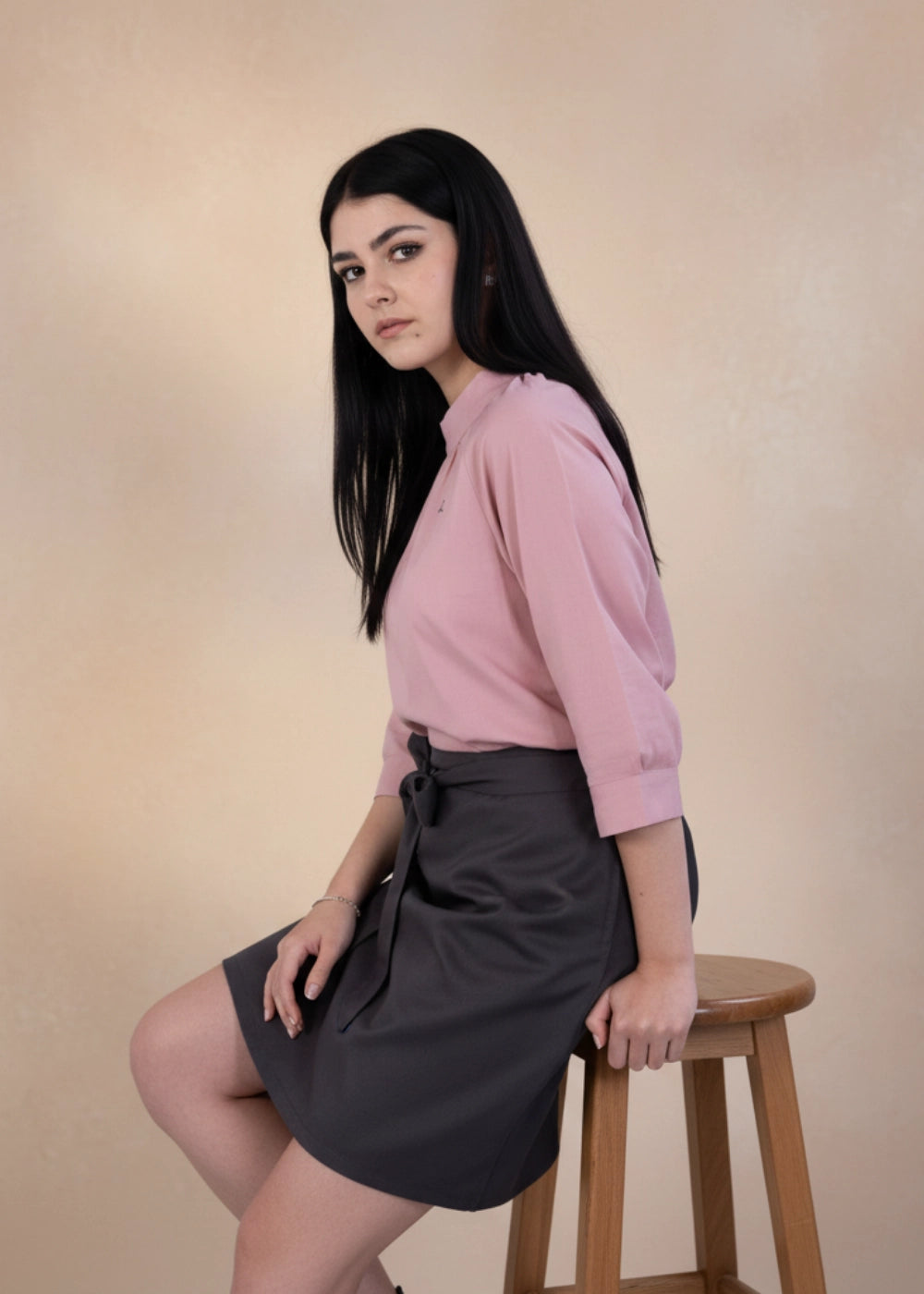 Flamingo Rose 3/4 Sleeve Linen-Cotton Top | Karee Sustainable Fashion