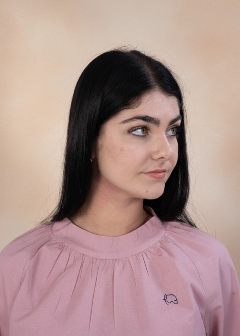 Flamingo Rose 3/4 Sleeve Linen-Cotton Top | Karee Sustainable Fashion Women Karee