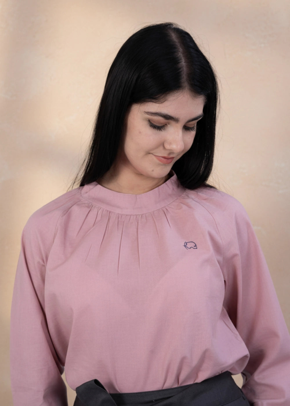 Flamingo Rose 3/4 Sleeve Linen-Cotton Top | Karee Sustainable Fashion