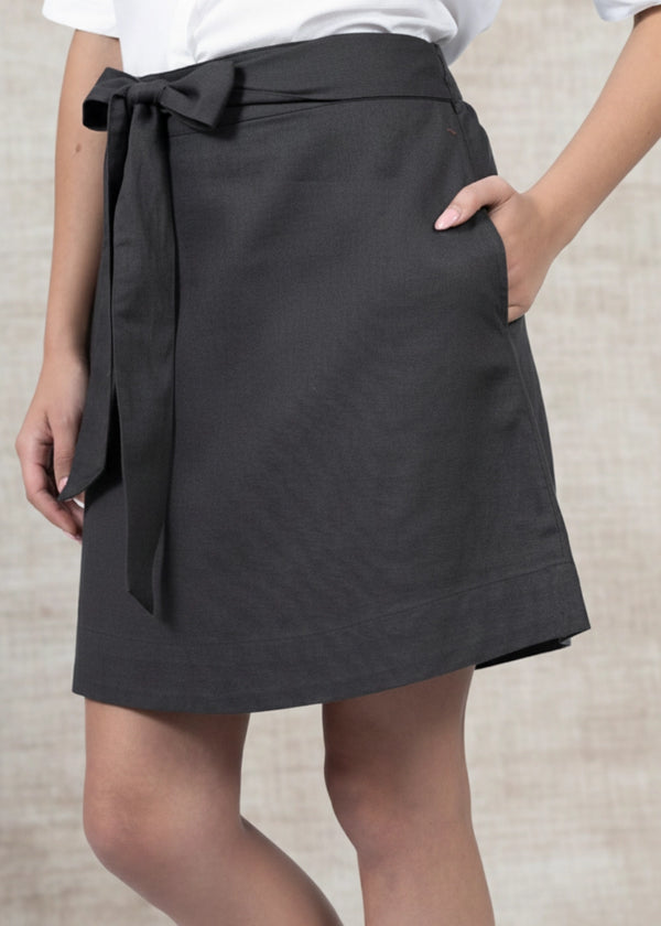 Slate Grey Elegance Linen Cotton Skirt