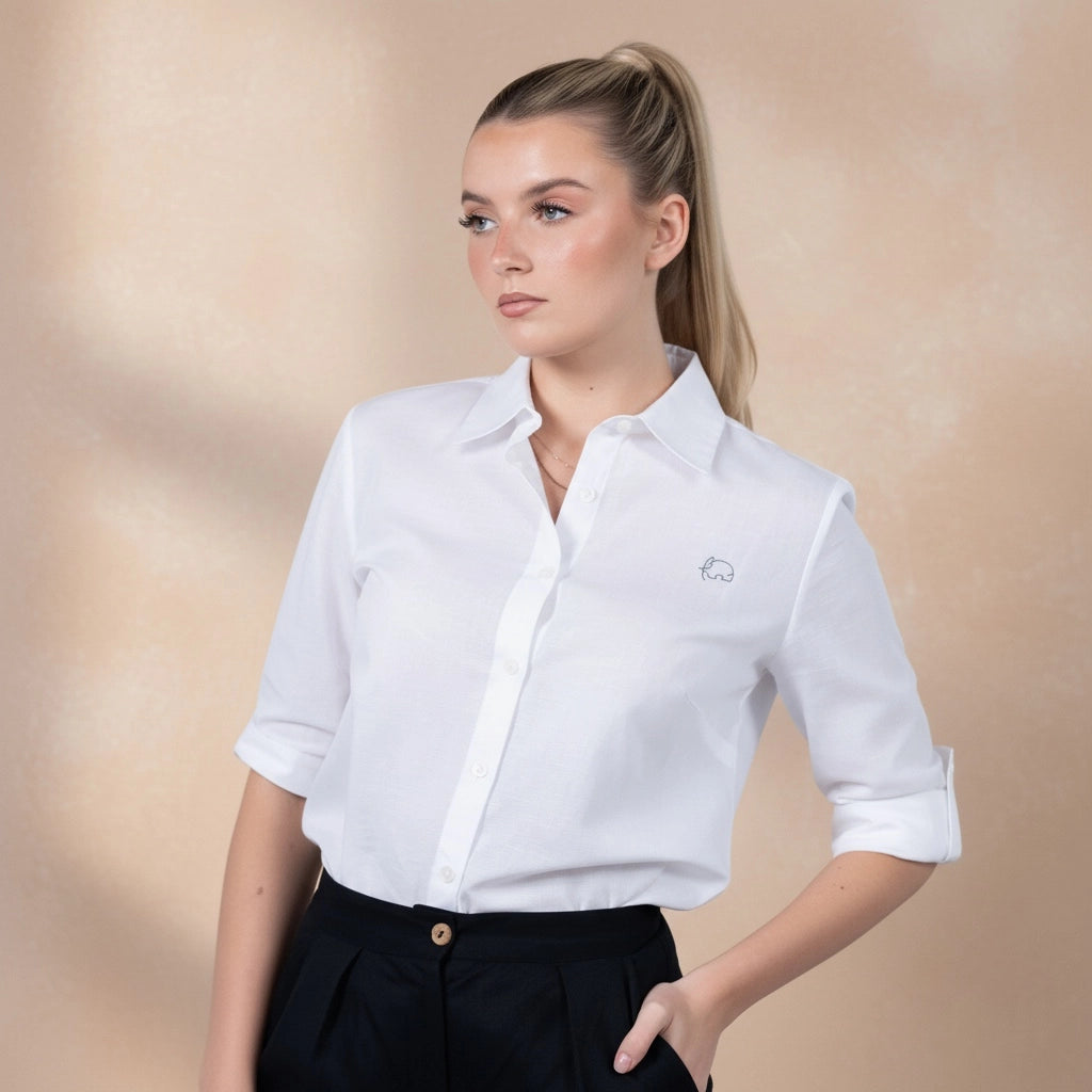 Pure Elegance White Linen-Cotton Shirt | Karee Sustainable Fashion