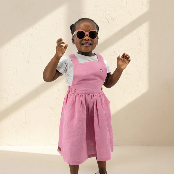 Cashmere Rose Linen Pinafore for Girls