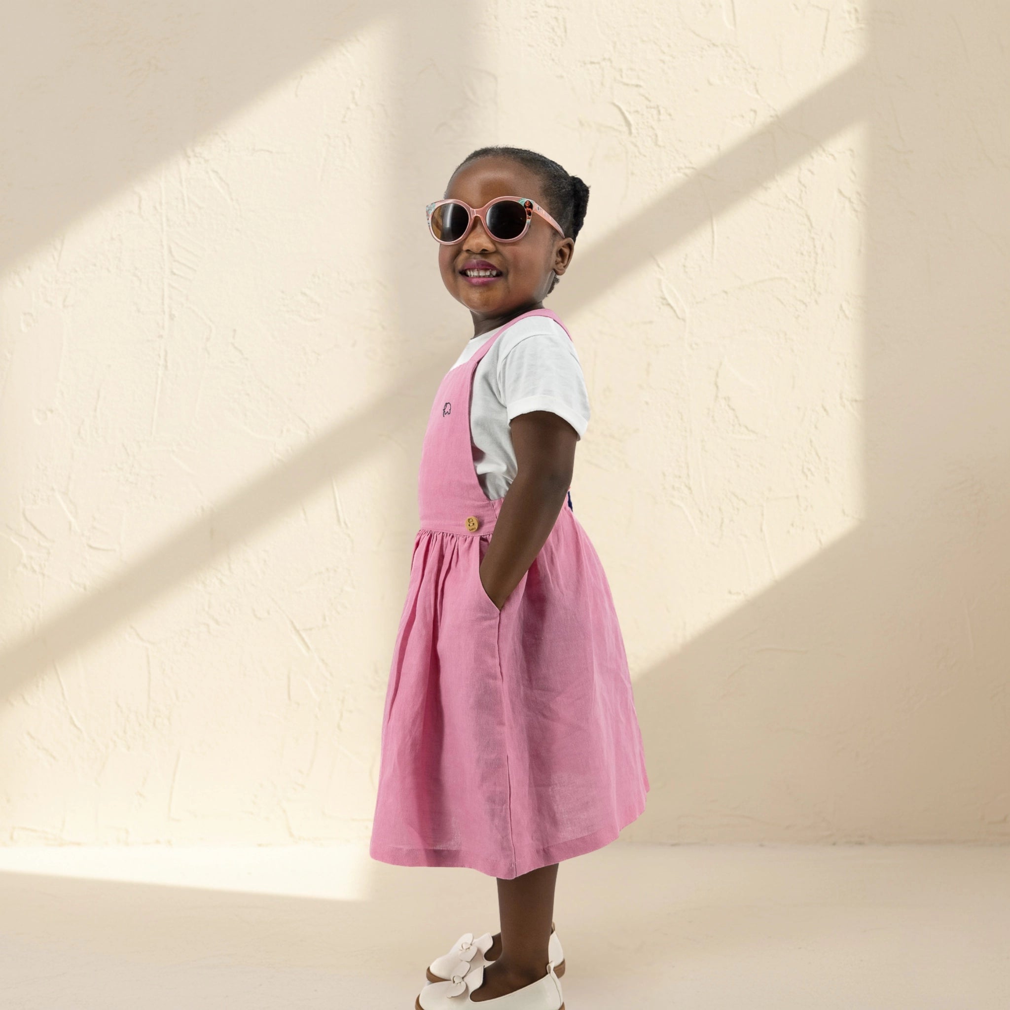 Cashmere Rose Linen Pinafore for Girls Kids Karee