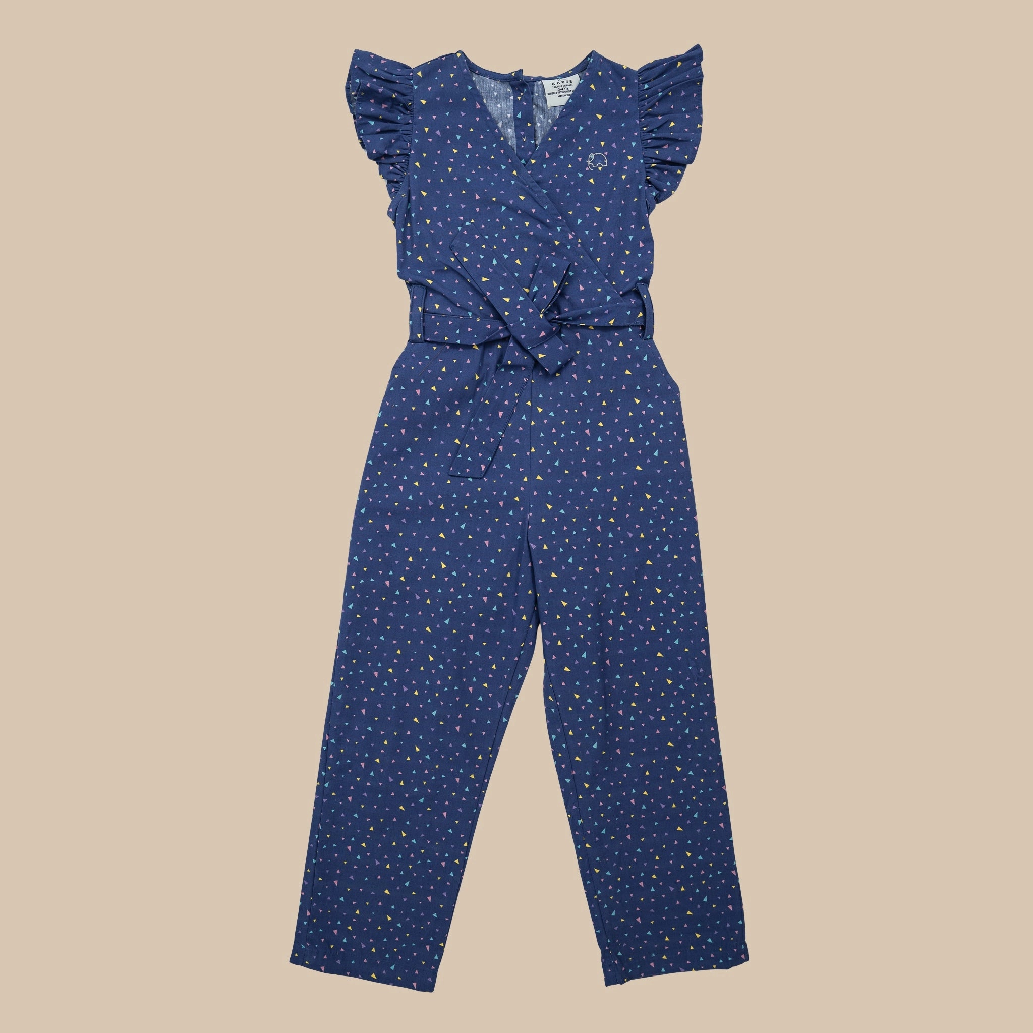 Estate Blue Cotton Jumpsuit for Girls | Karee Sustainable Kidswear