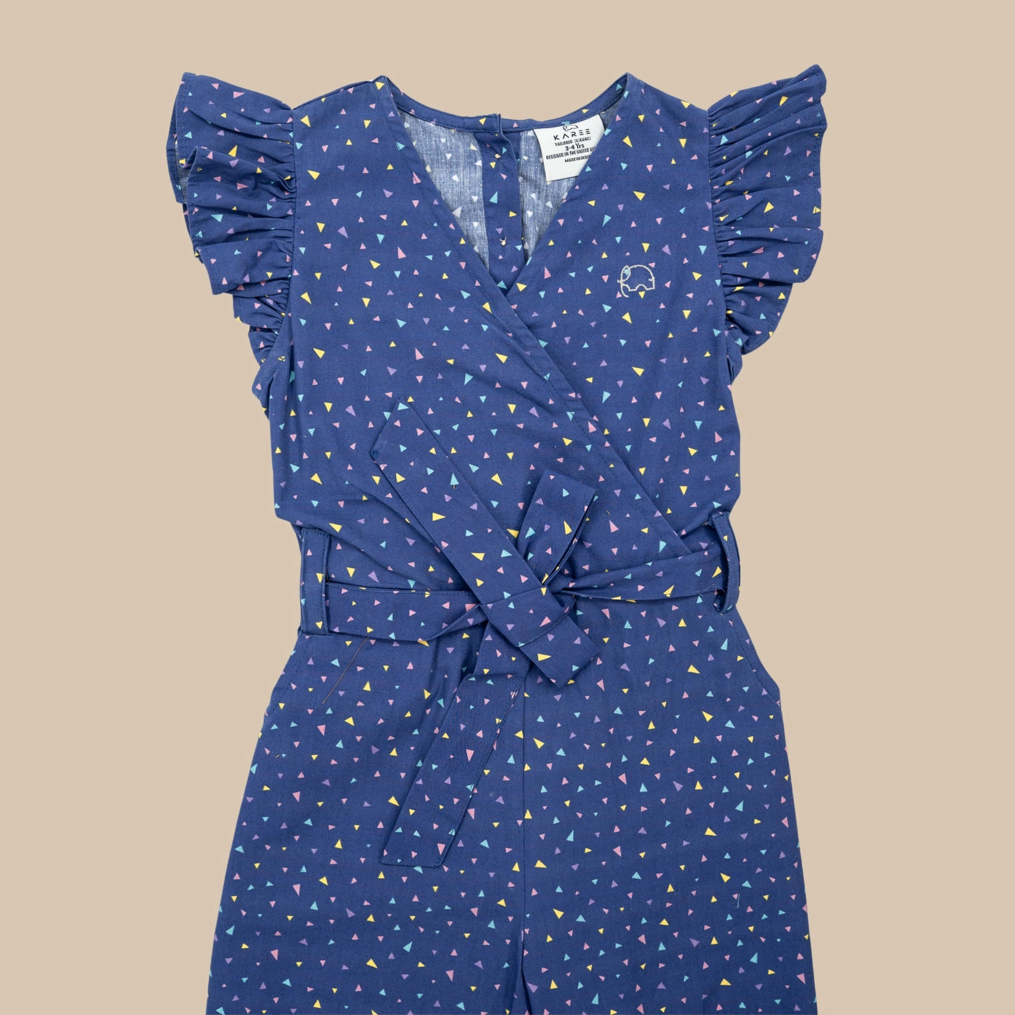 Estate Blue Cotton Jumpsuit for Girls | Karee Sustainable Kidswear