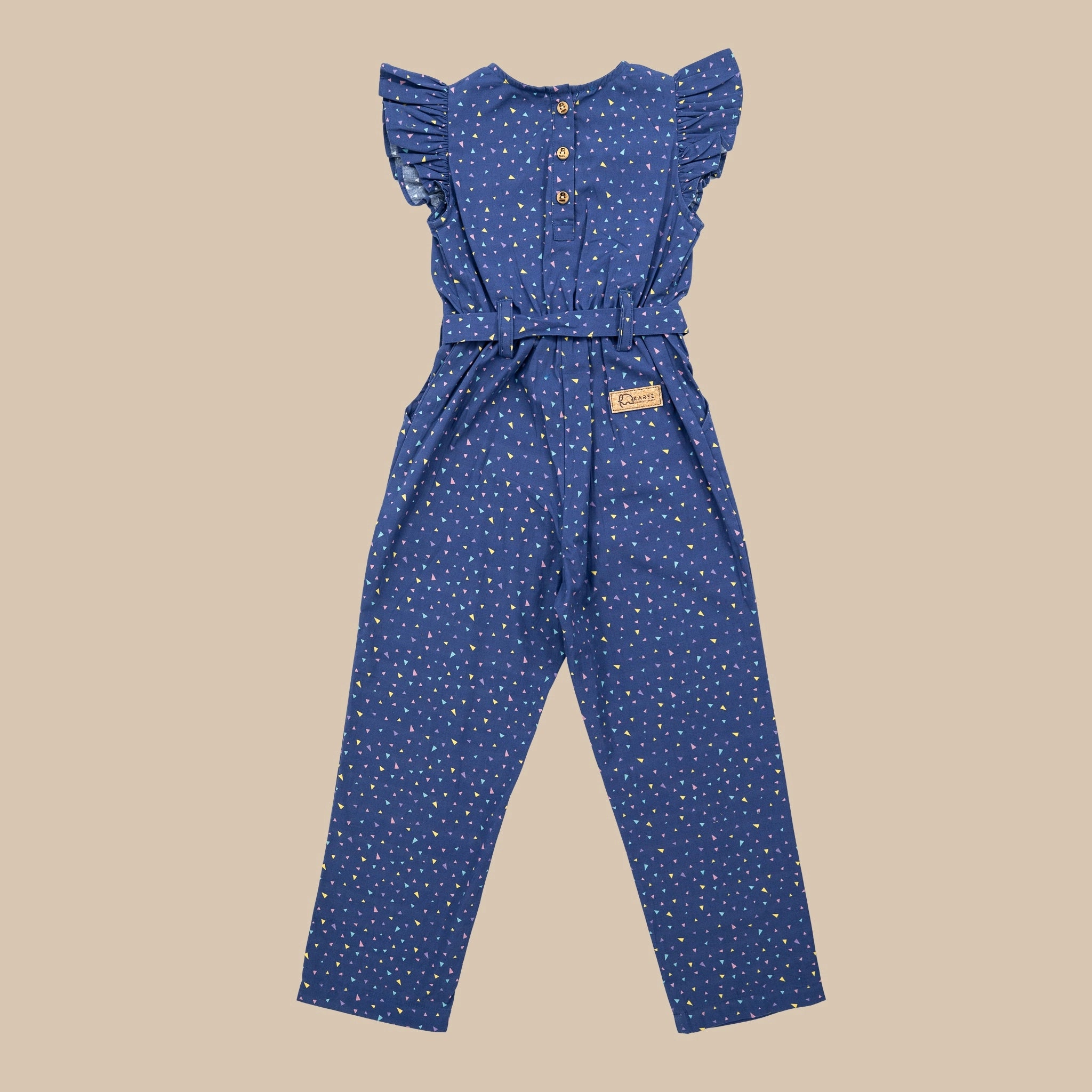 Estate Blue Cotton Jumpsuit for Girls | Karee Sustainable Kidswear