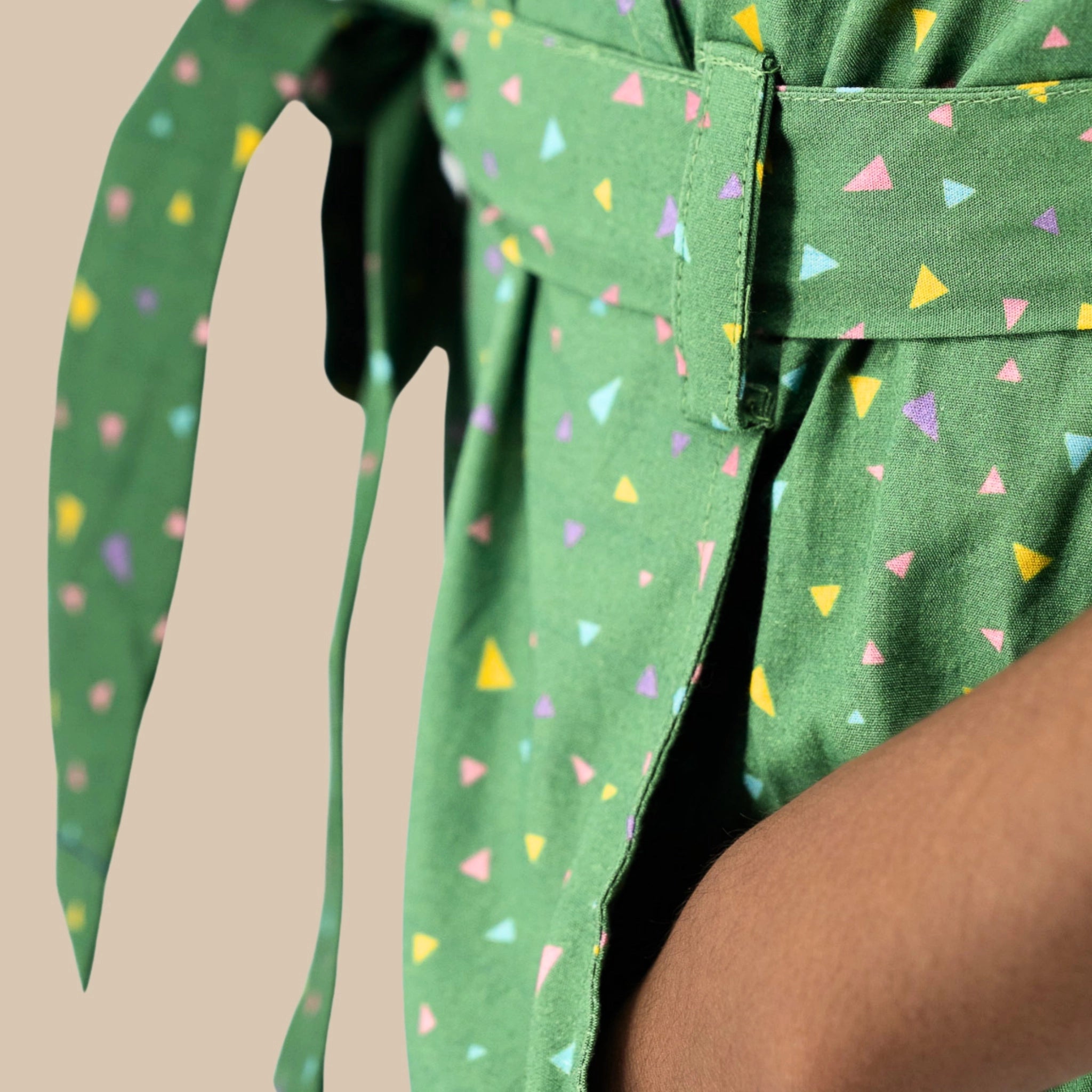 Green Confetti Cotton V-Neck Jumpsuit for Girls | Karee Sustainable Kidswear Kids Karee