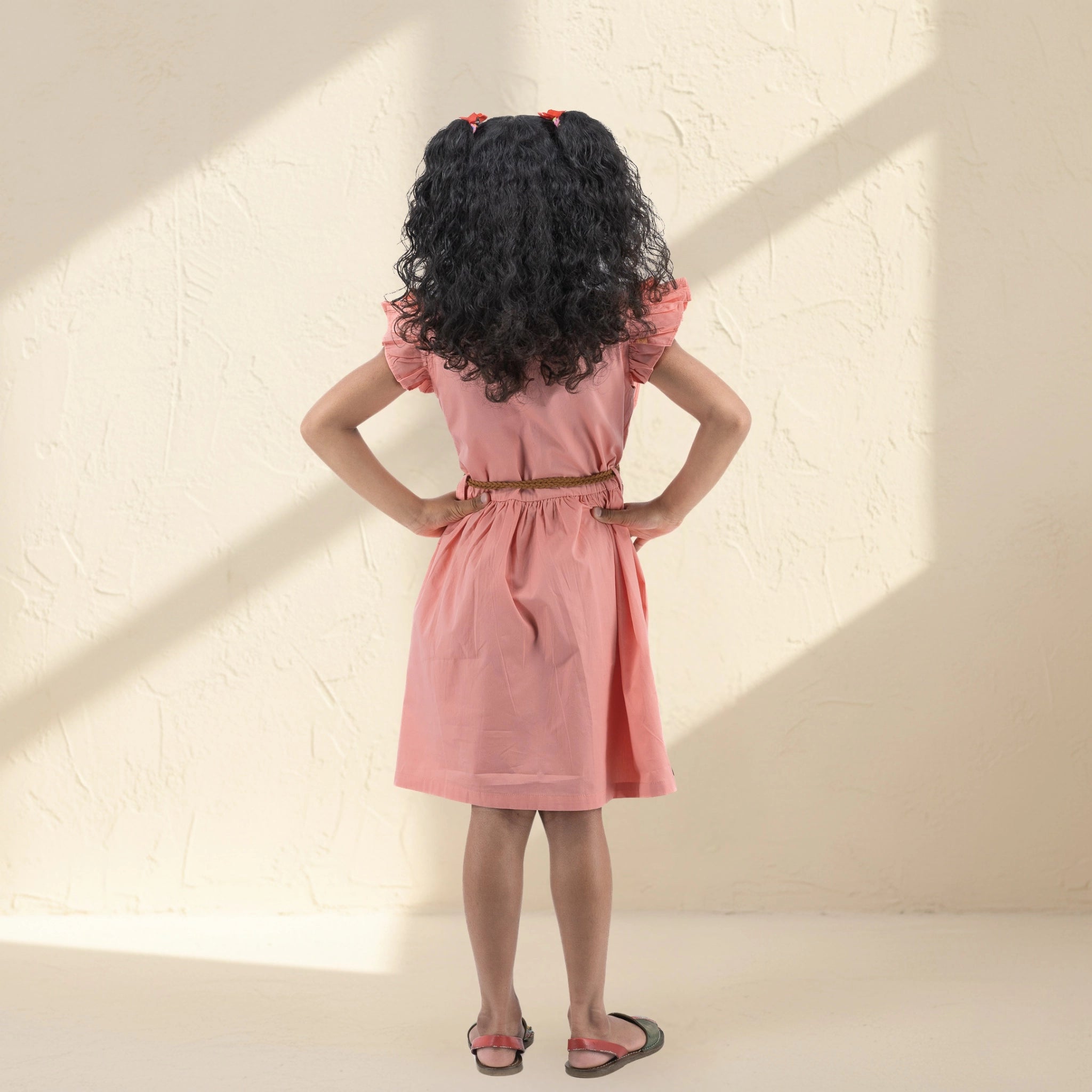 Peach & Cream Cotton Dress for Girls | Karee Sustainable Kidswear Kids Karee