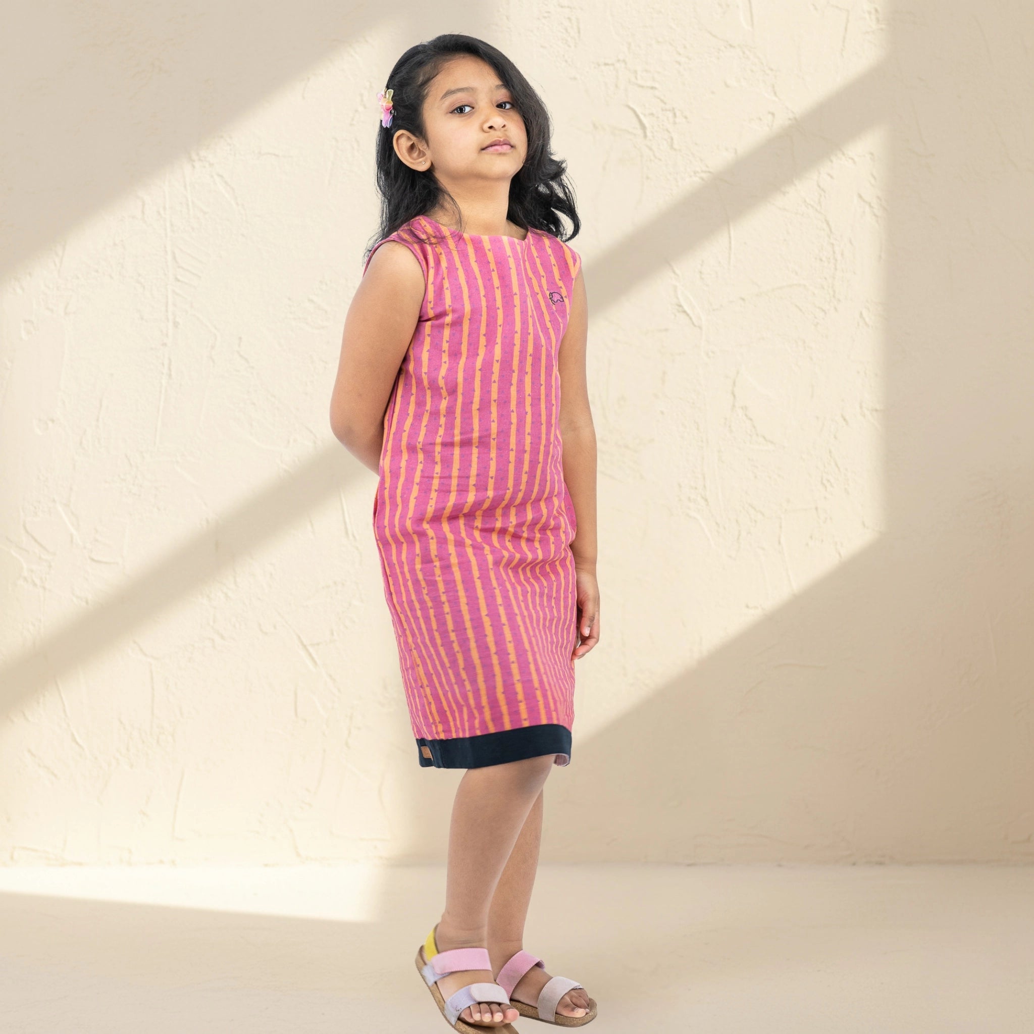 Lilac Rose Linen Cotton Frock for Girls | Karee Sustainable Kidswear Kids Karee