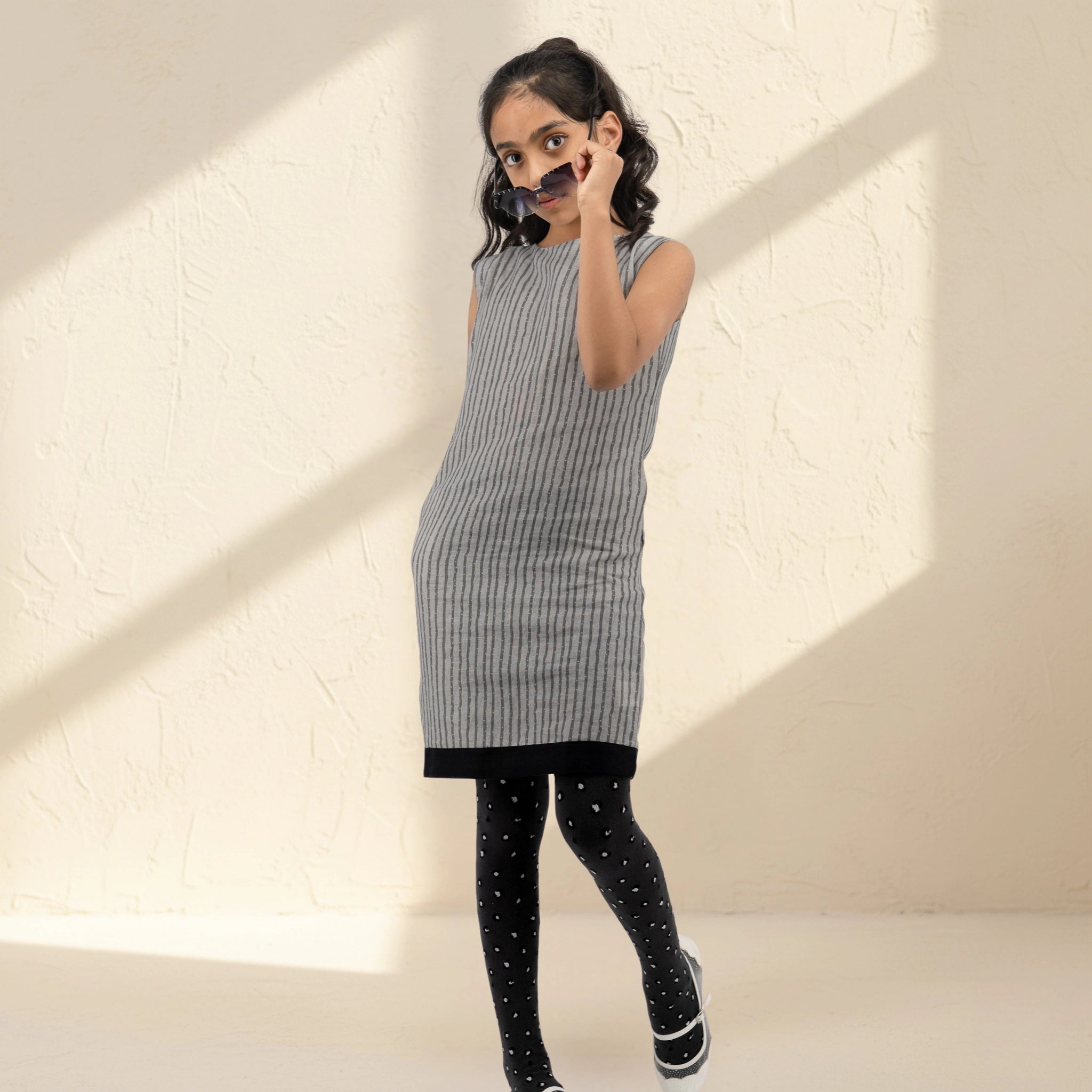Steel Grey Linen Cotton Frock for Girls | Karee Sustainable Kidswear Kids Karee