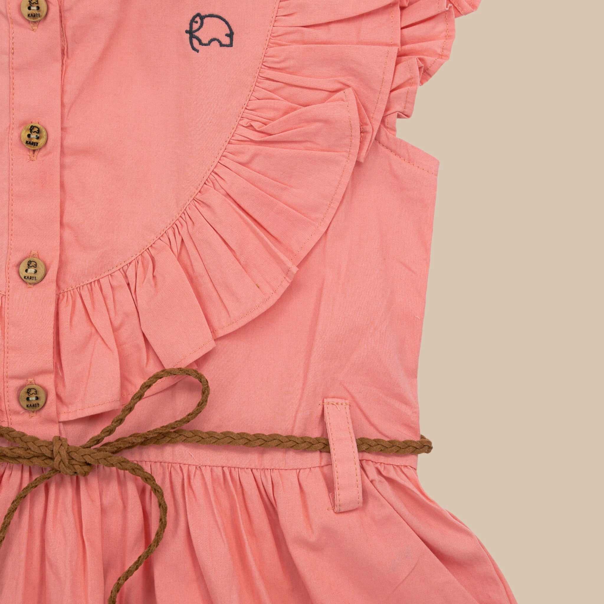 Peach & Cream Cotton Dress for Girls | Karee Sustainable Kidswear Kids Karee