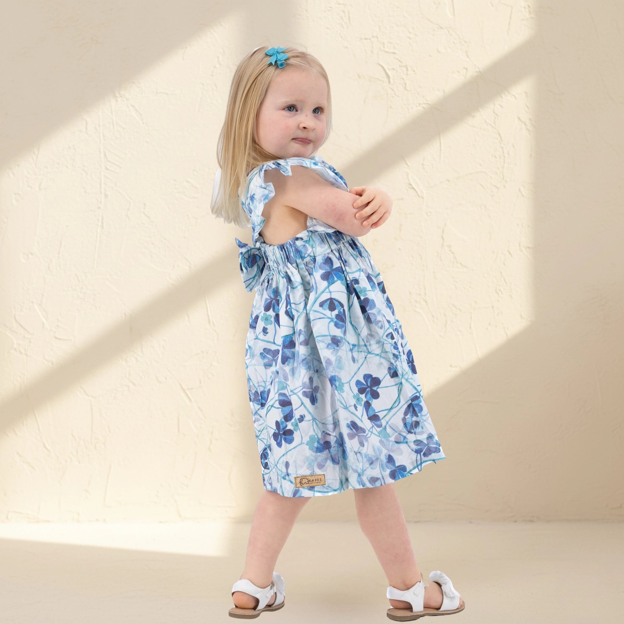 Blue Floral Cotton Dress for Girls | Karee Sustainable Kidswear Kids Karee