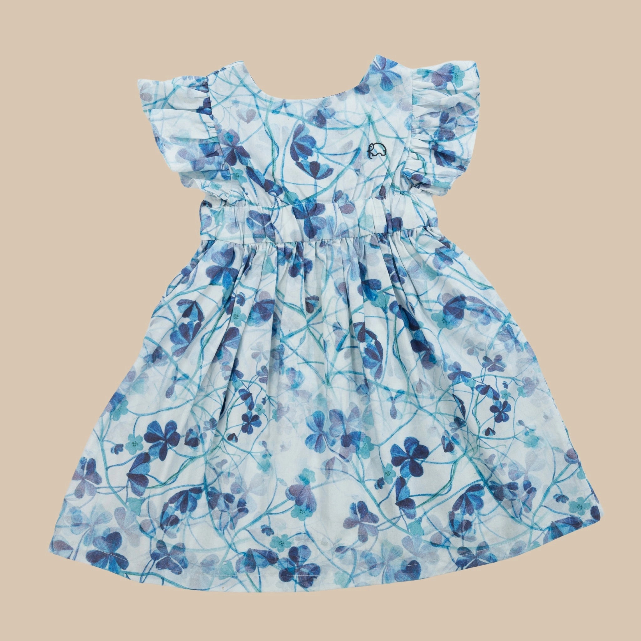 Blue Floral Cotton Dress for Girls | Karee Sustainable Kidswear Kids Karee
