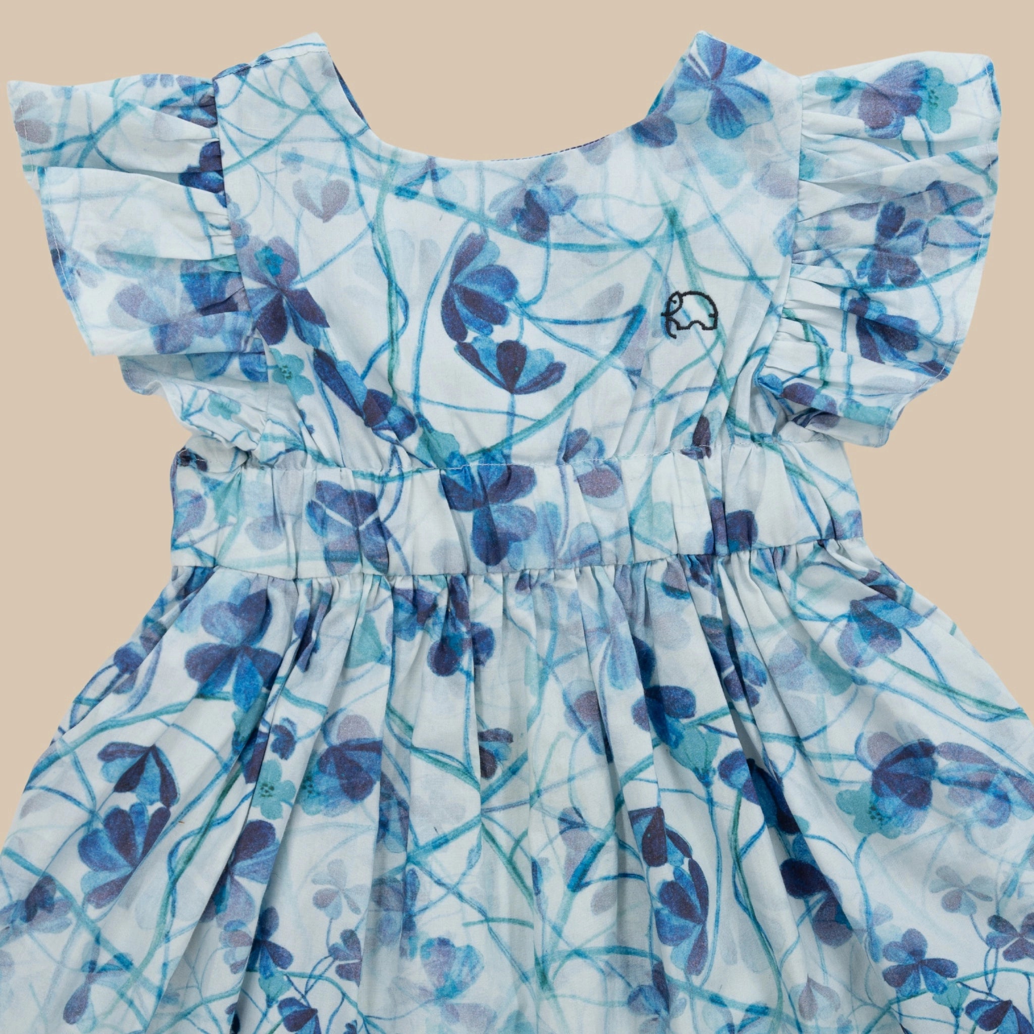 Blue Floral Cotton Dress for Girls | Karee Sustainable Kidswear Kids Karee