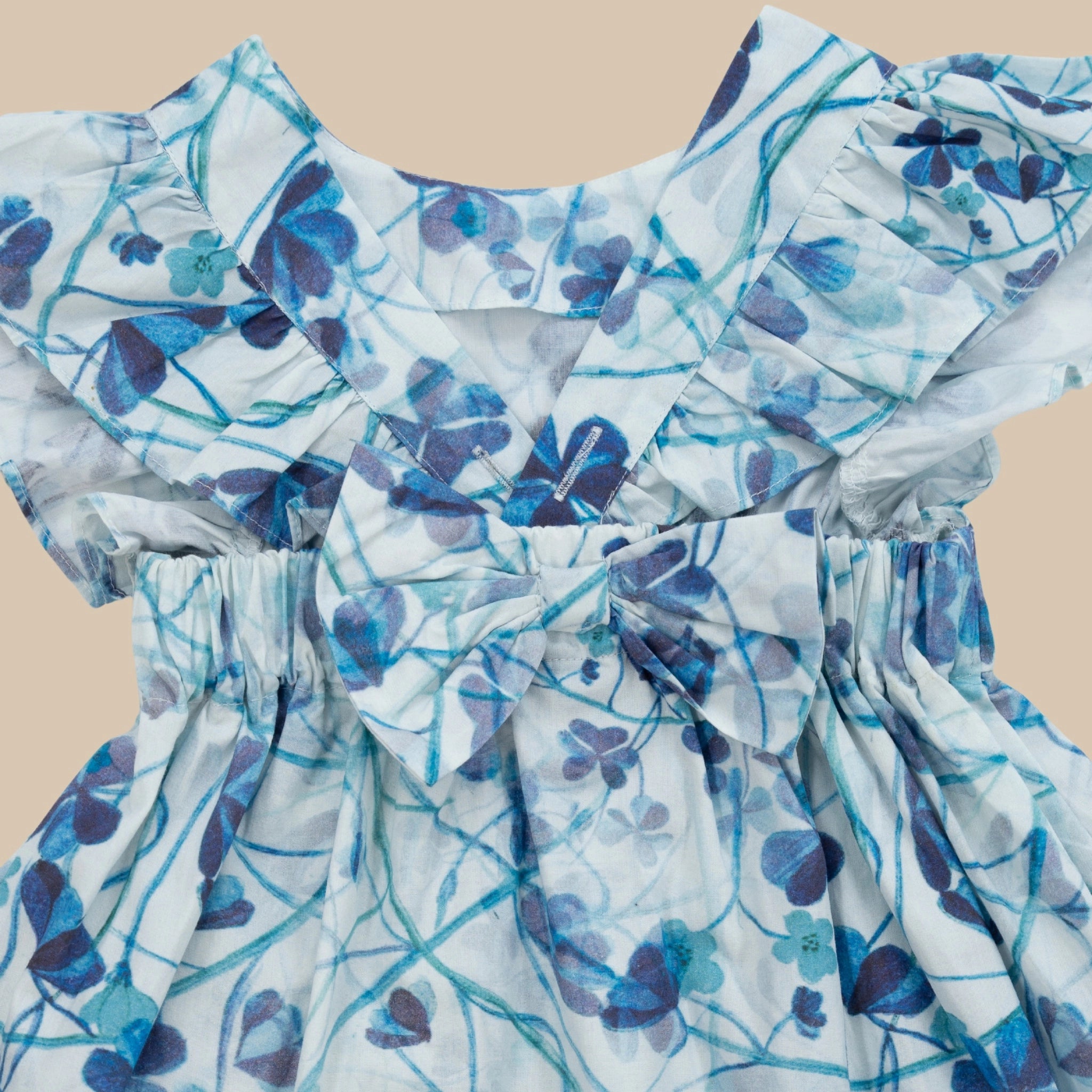 Blue Floral Cotton Dress for Girls | Karee Sustainable Kidswear Kids Karee