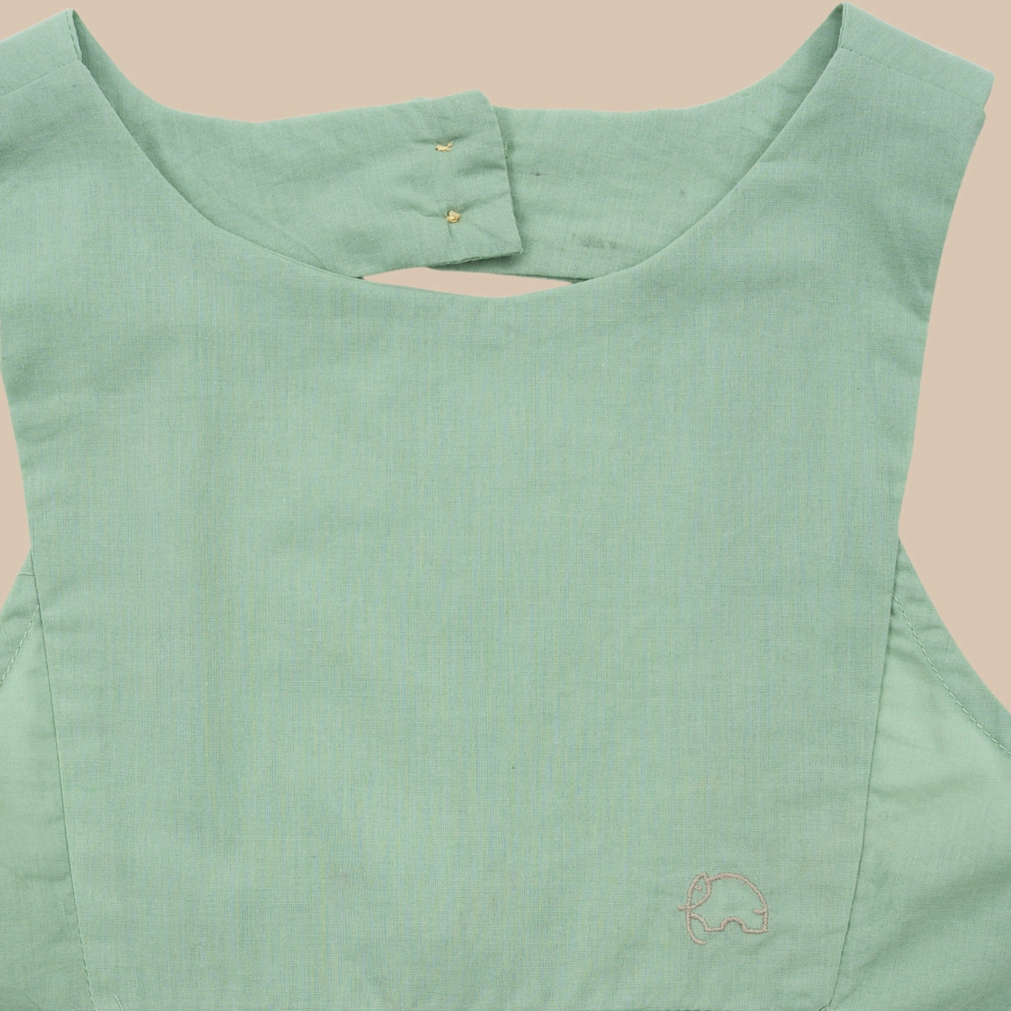 Smoke Green Cotton Bib Neck Top for Girls | Karee Sustainable Kidswear Kids Karee
