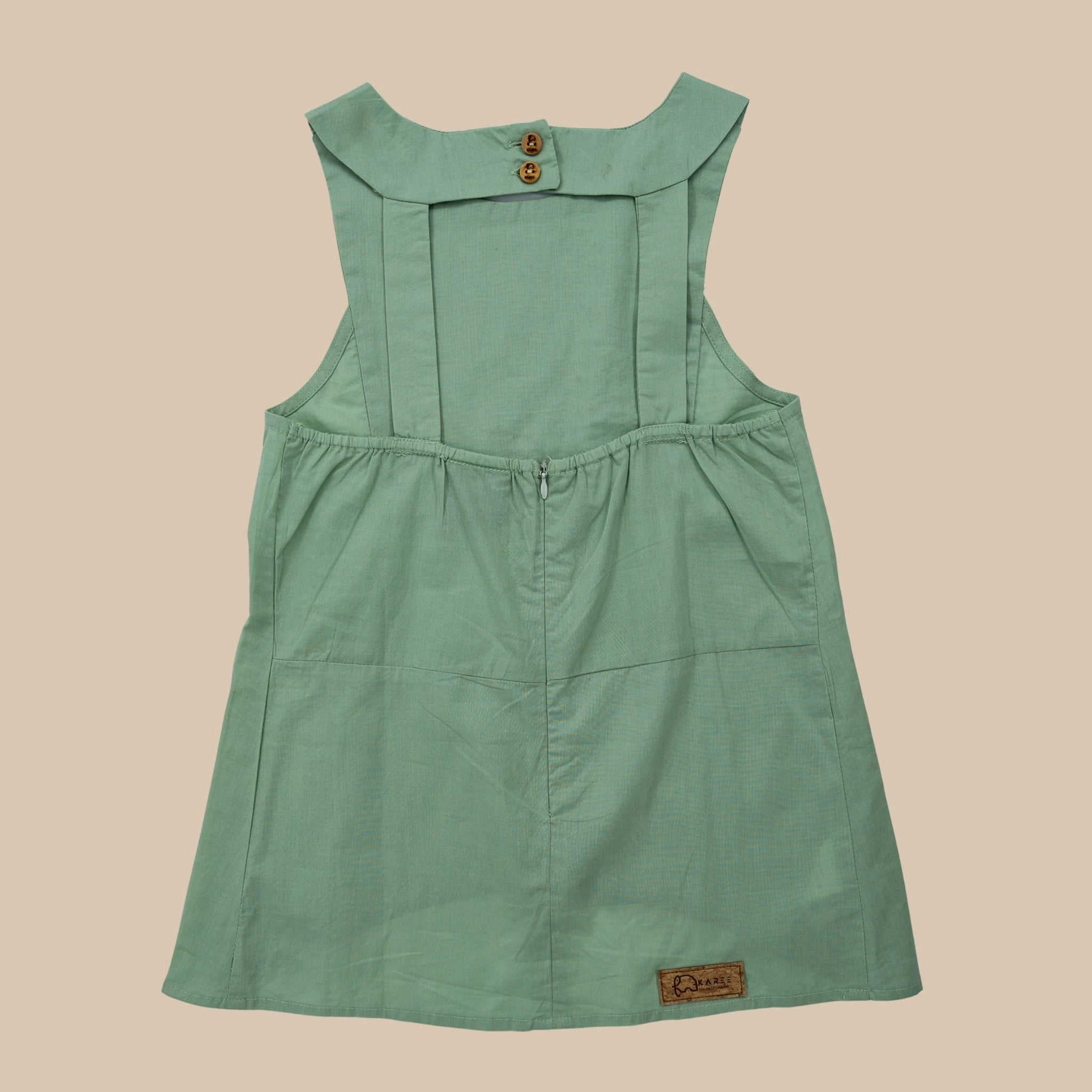Smoke Green Cotton Bib Neck Top for Girls | Karee Sustainable Kidswear Kids Karee