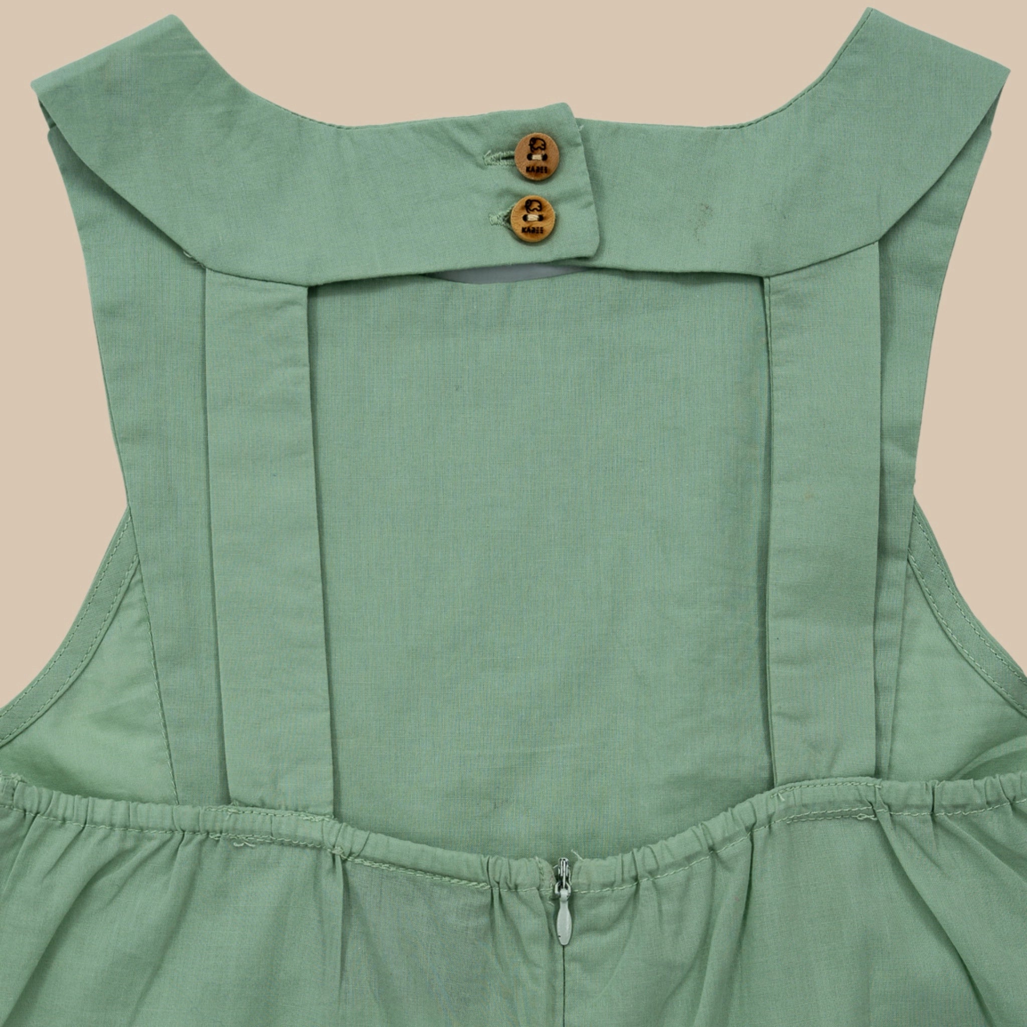 Smoke Green Cotton Bib Neck Top for Girls | Karee Sustainable Kidswear Kids Karee