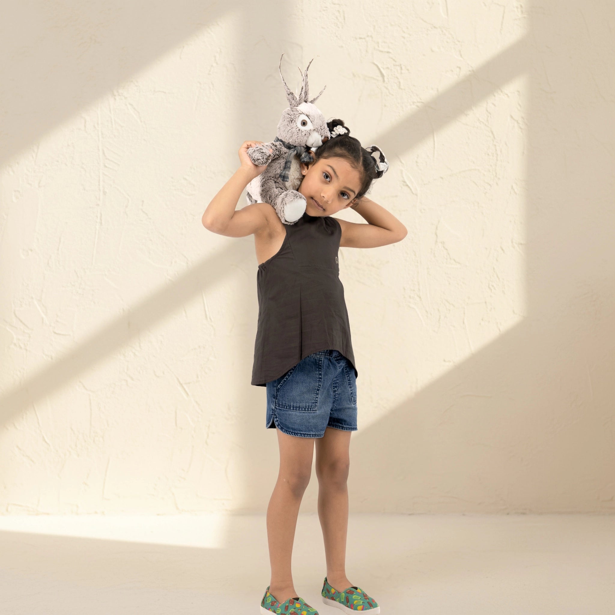 Plum Kitten Cotton Bib Neck Top for Girls | Karee Sustainable Kidswear Kids Karee