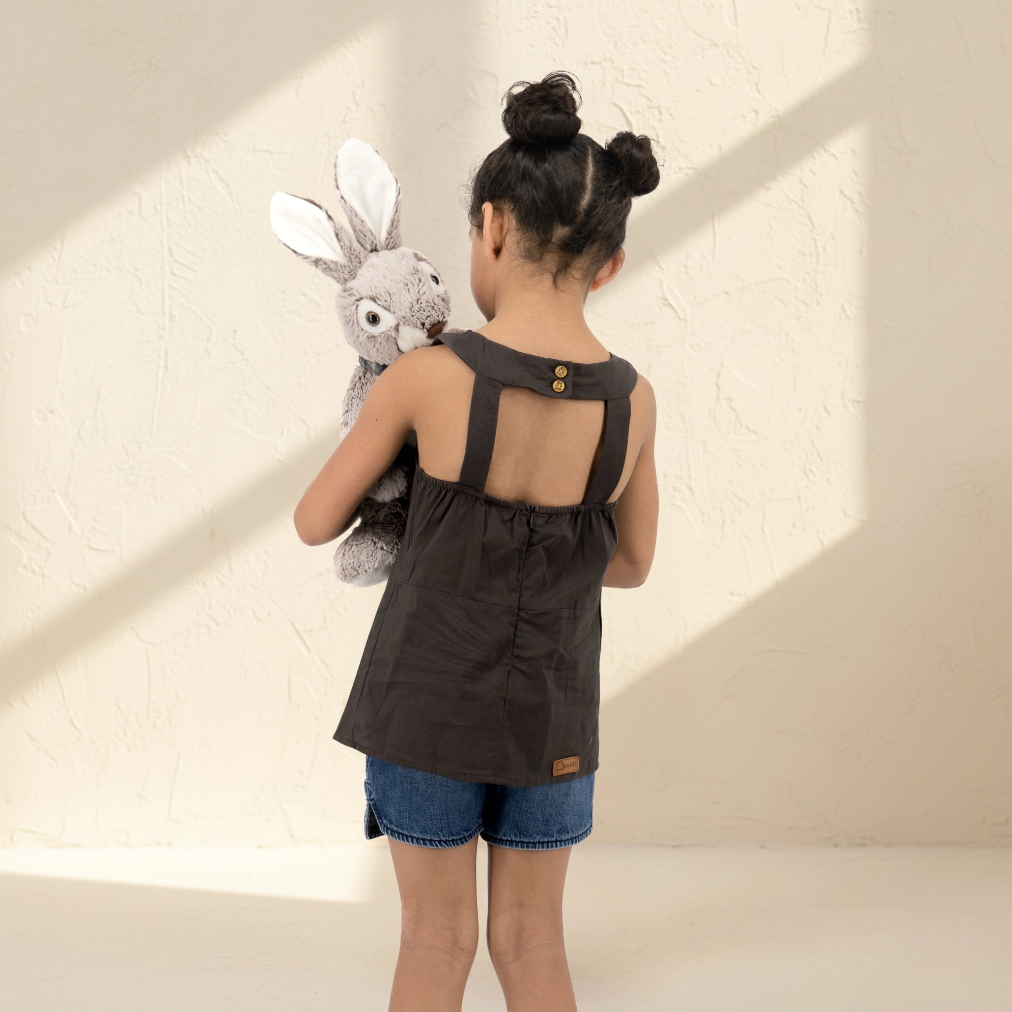 Plum Kitten Cotton Bib Neck Top for Girls | Karee Sustainable Kidswear Kids Karee