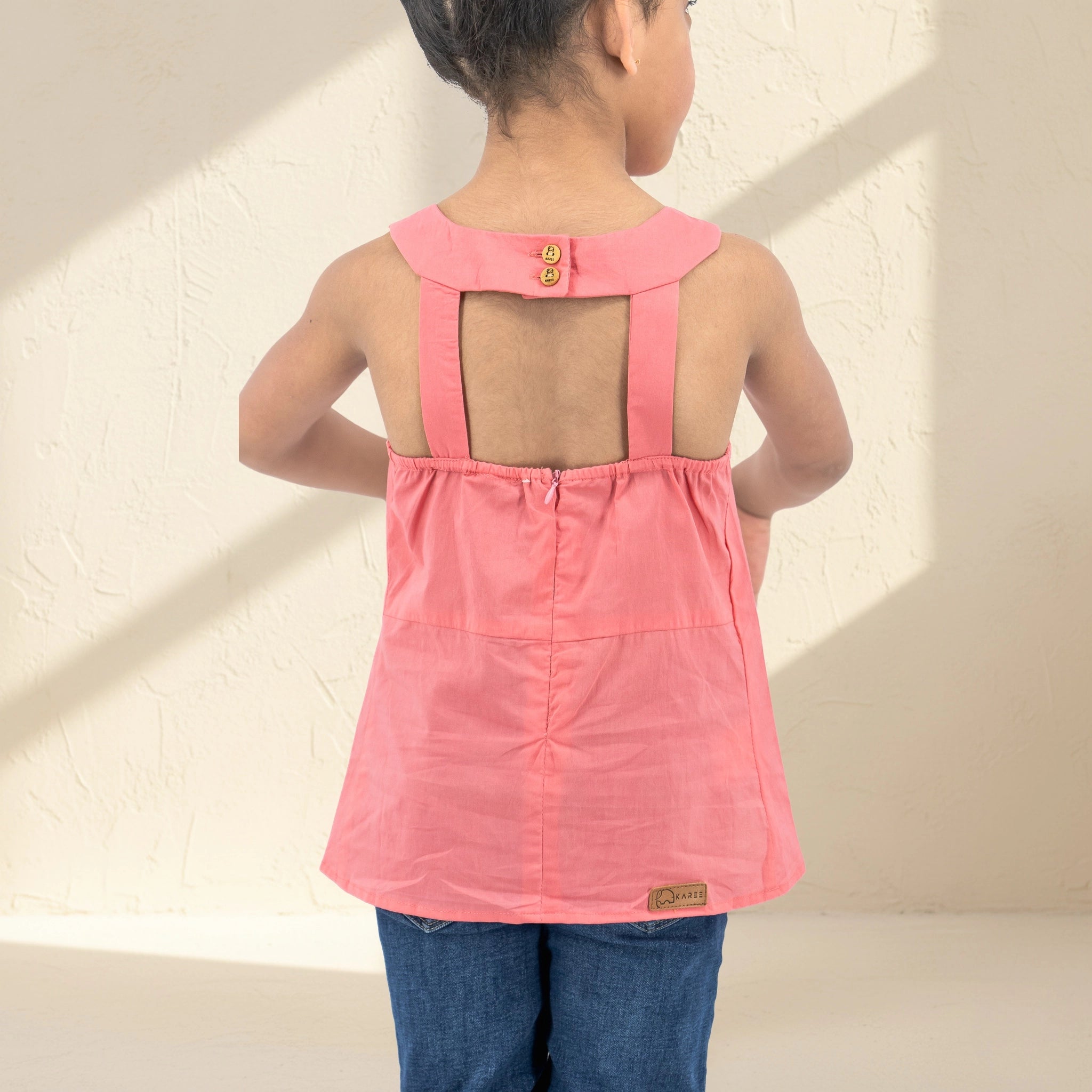 Tea Rose Cotton Bib Neck Top for Girls | Karee Sustainable Kidswear Kids Karee