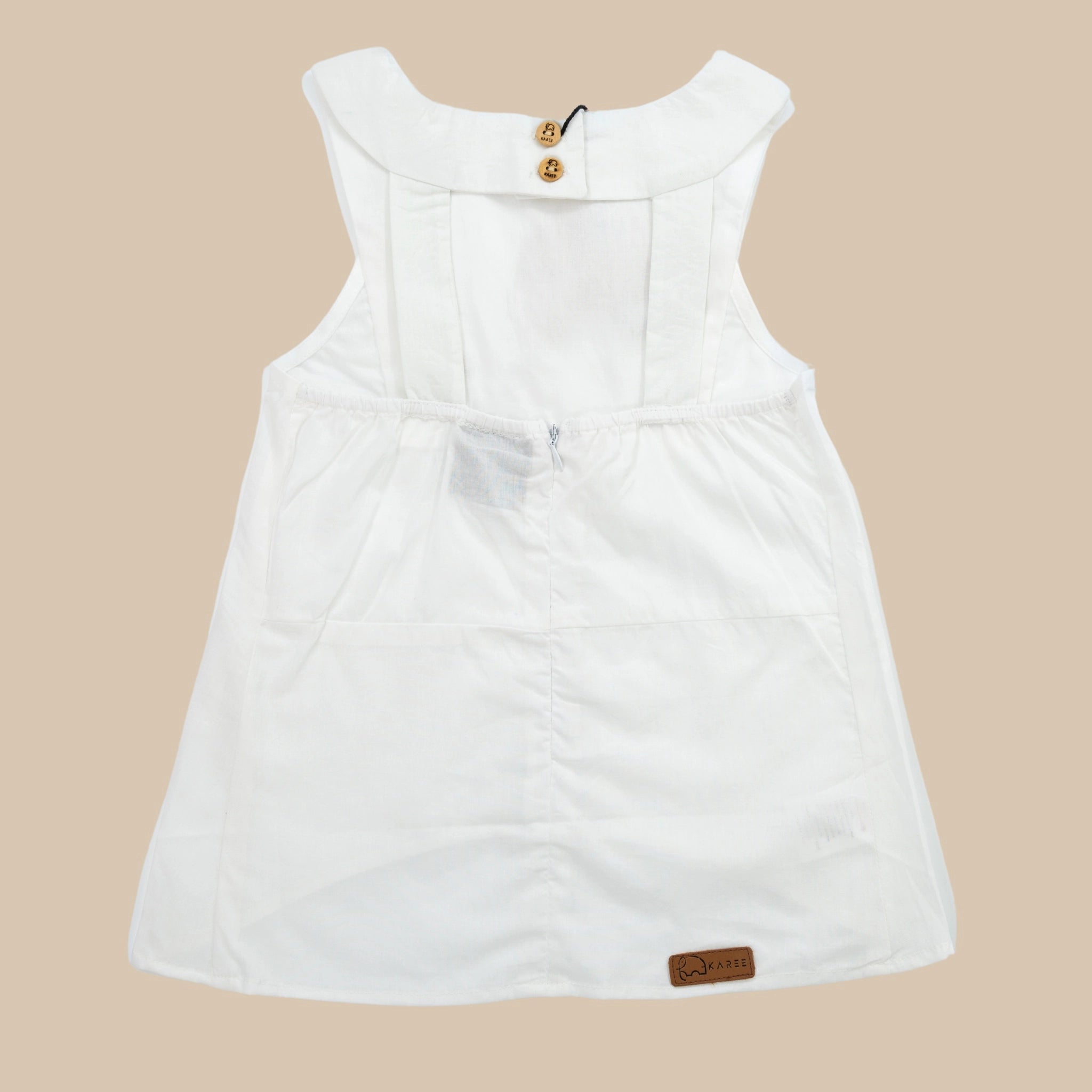White Cotton Bib Neck Top for Girls | Karee Sustainable Kidswear Kids Karee