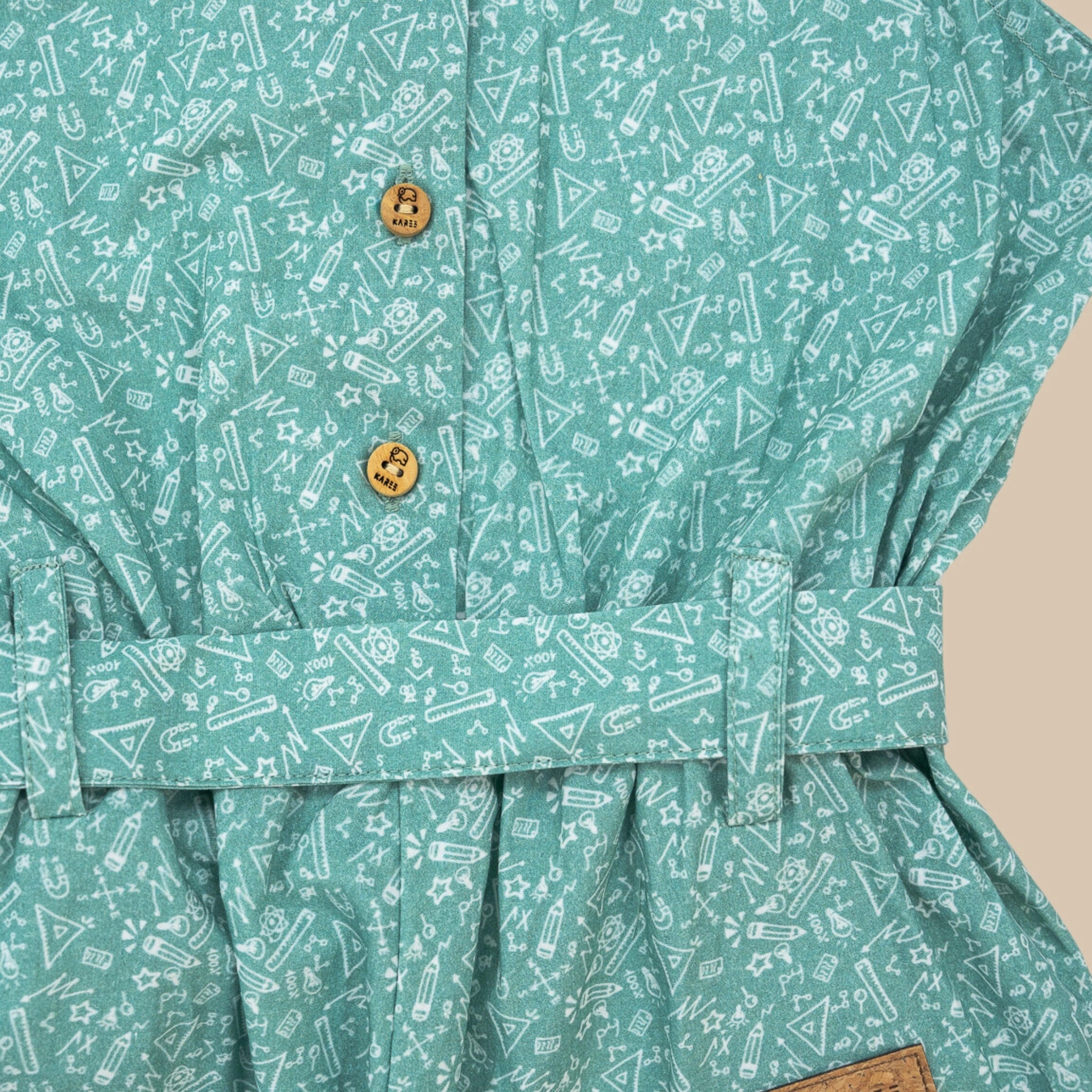 Smoke Green Cotton Jumpsuit for Girls | Karee Sustainable Kidswear Kids Karee