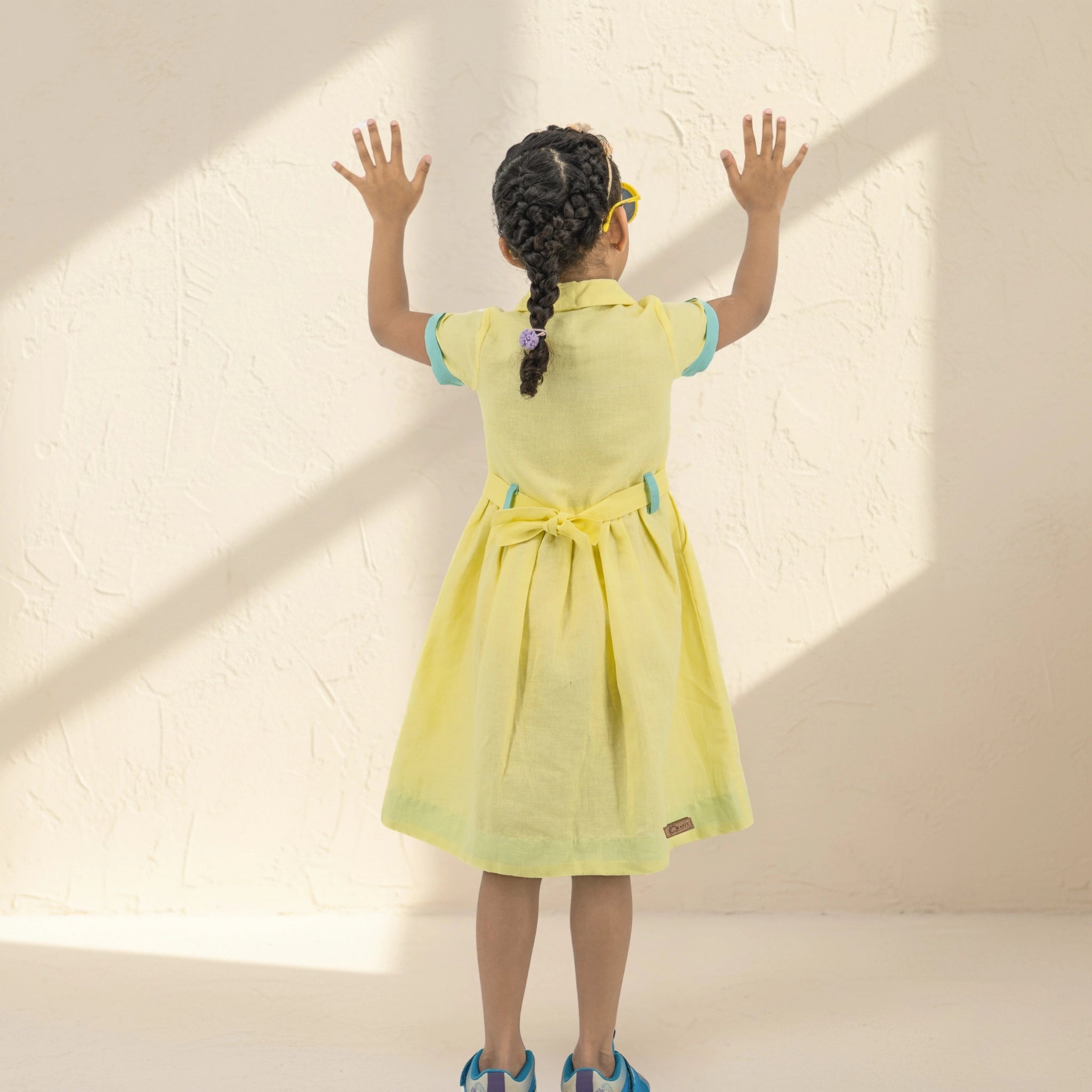 Elfin Yellow Linen Cotton Dress for Girls | Karee Sustainable Kidswear Kids Karee
