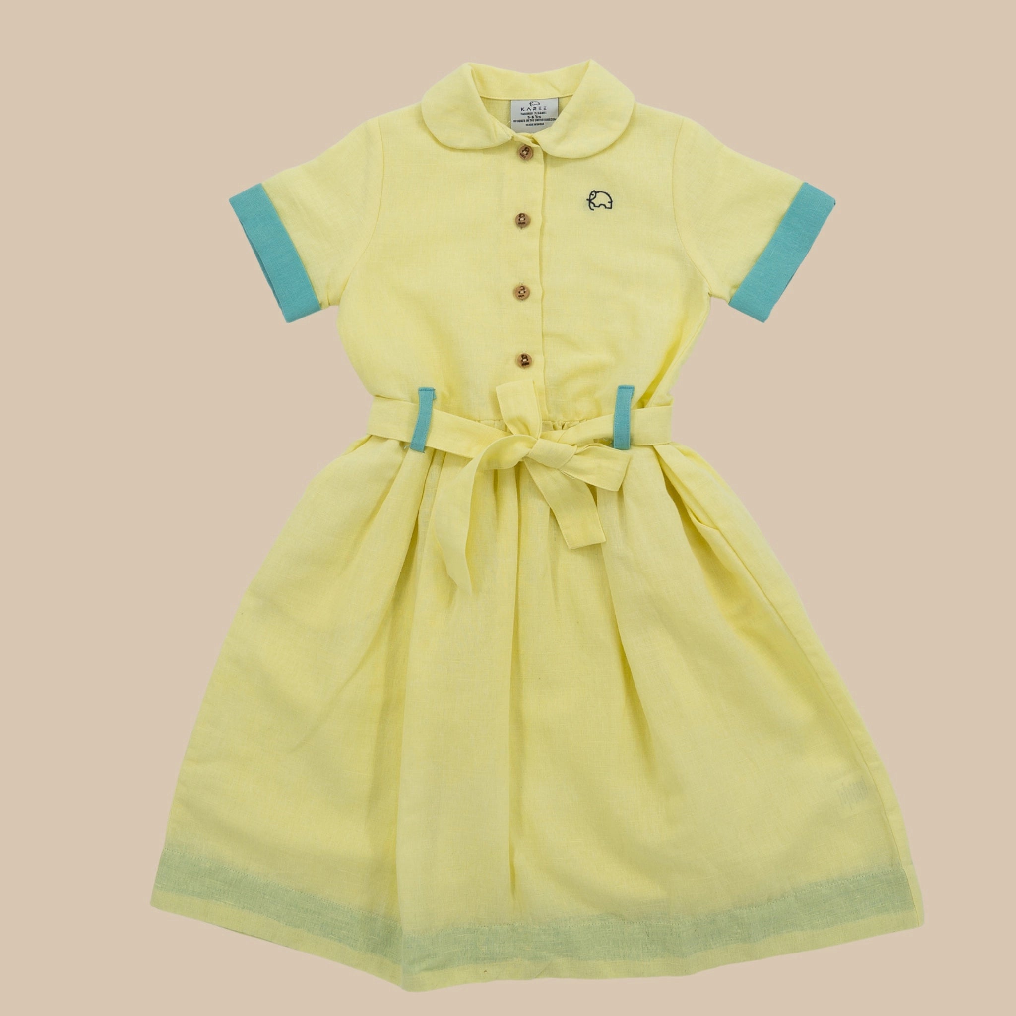 Elfin Yellow Linen Cotton Dress for Girls | Karee Sustainable Kidswear Kids Karee