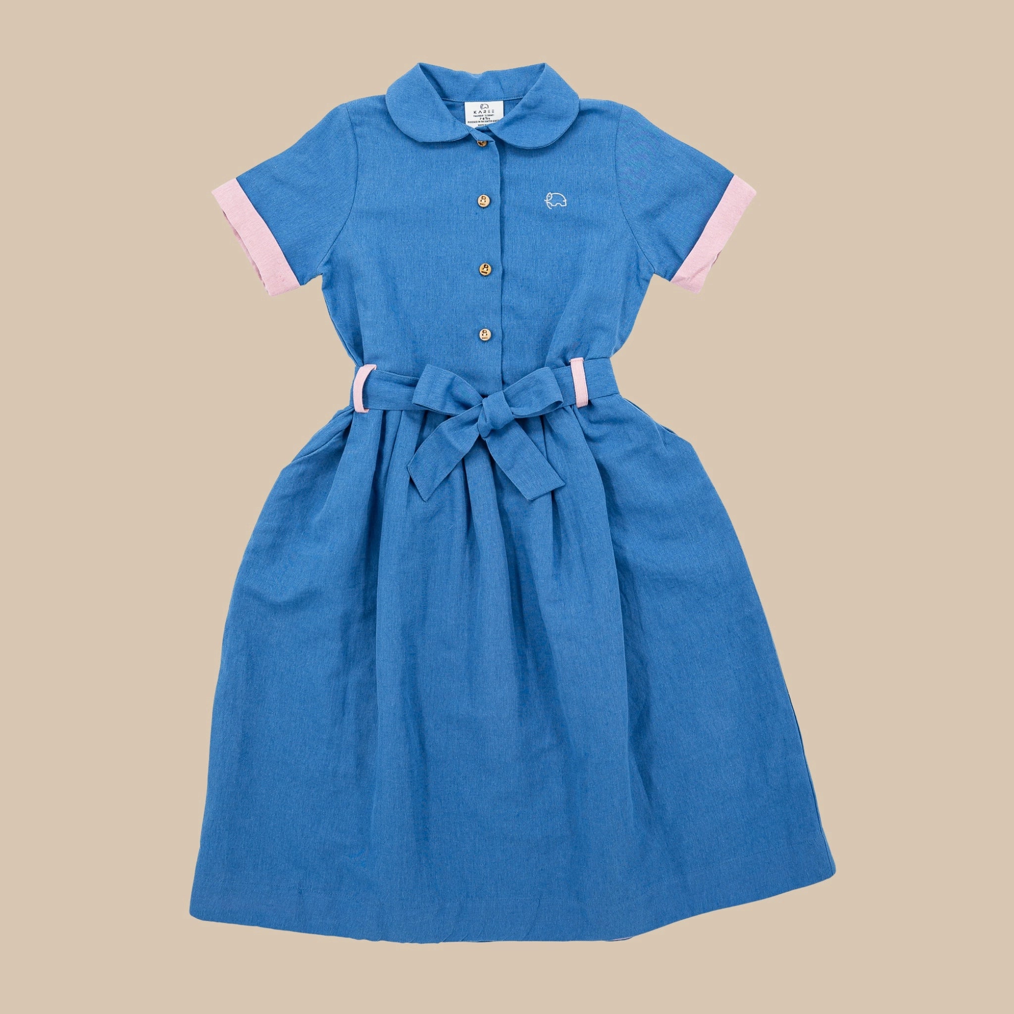 Parisian Blue Linen Dress for Girls | Karee Sustainable Kidswear Kids Karee