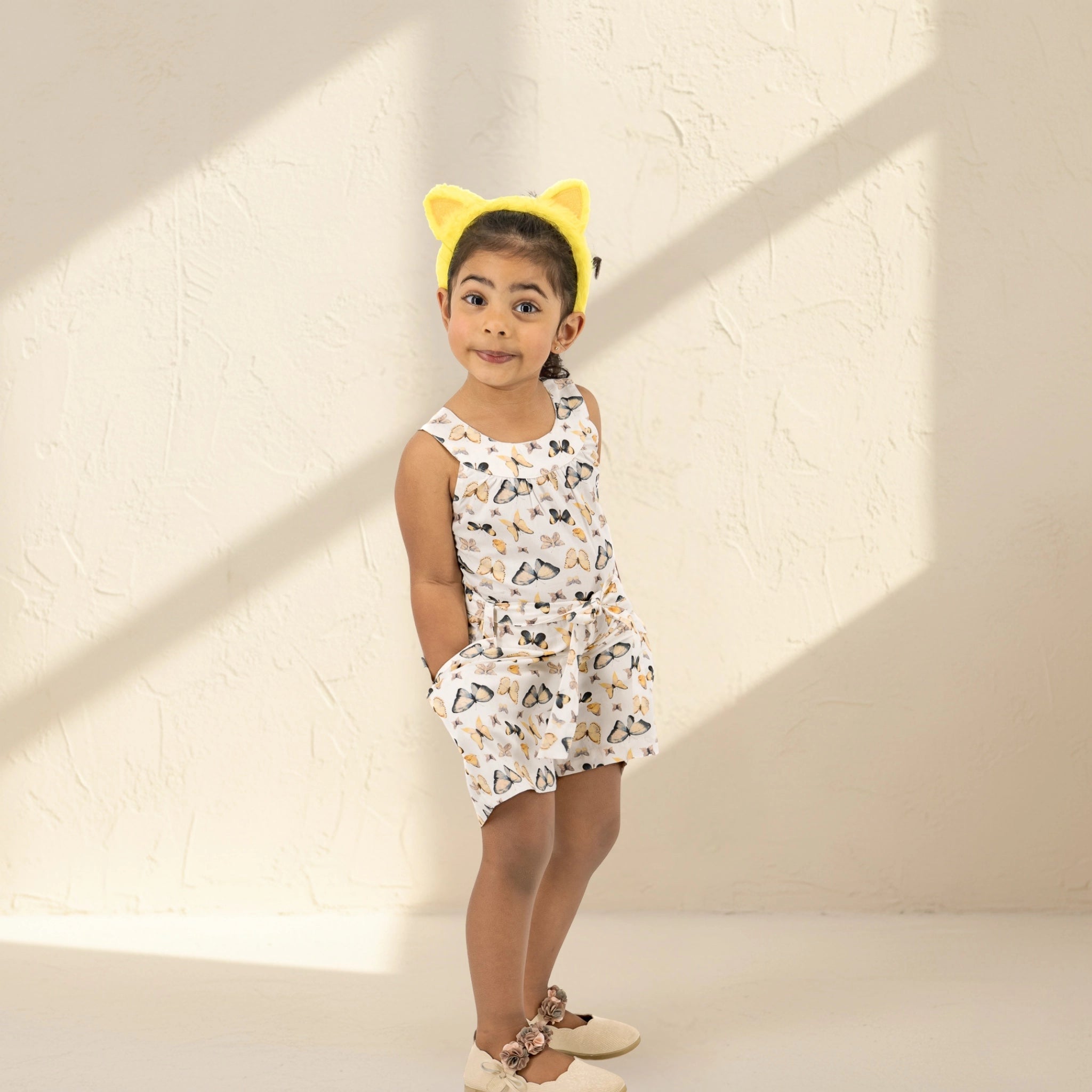 White Cotton Play Suit for Girls | Karee Sustainable Kidswear Kids Karee