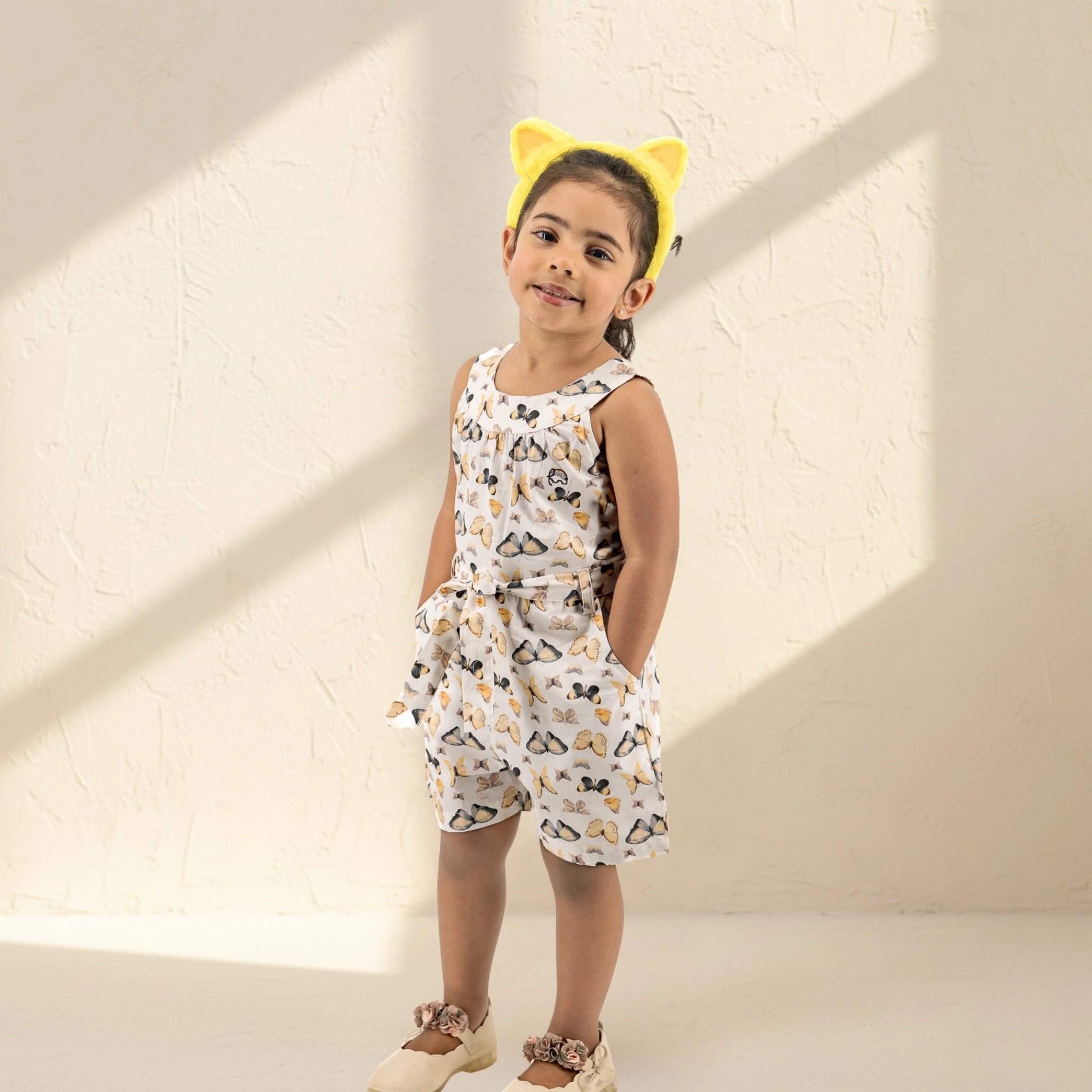 White Cotton Play Suit for Girls | Karee Sustainable Kidswear Kids Karee