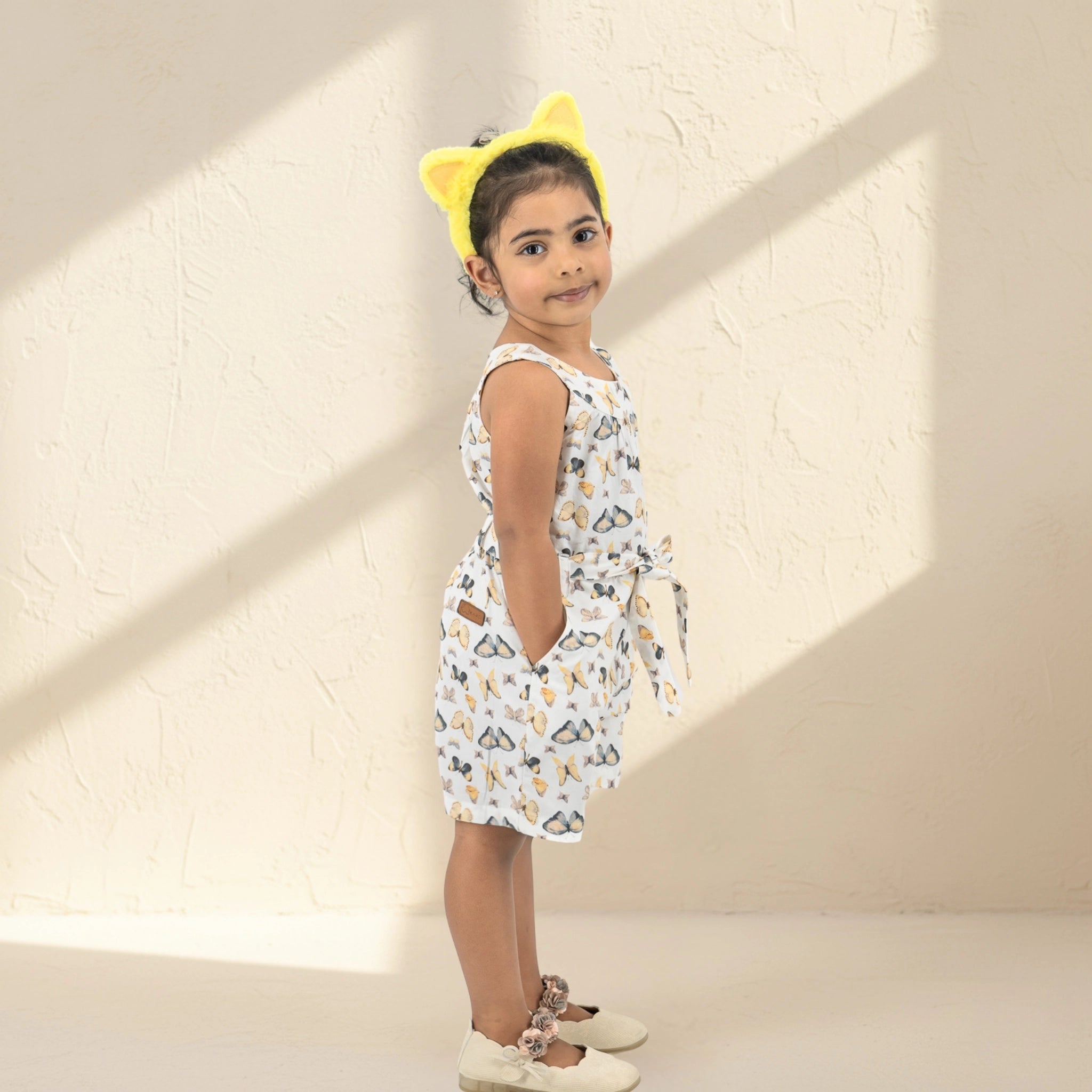 White Cotton Play Suit for Girls | Karee Sustainable Kidswear Kids Karee
