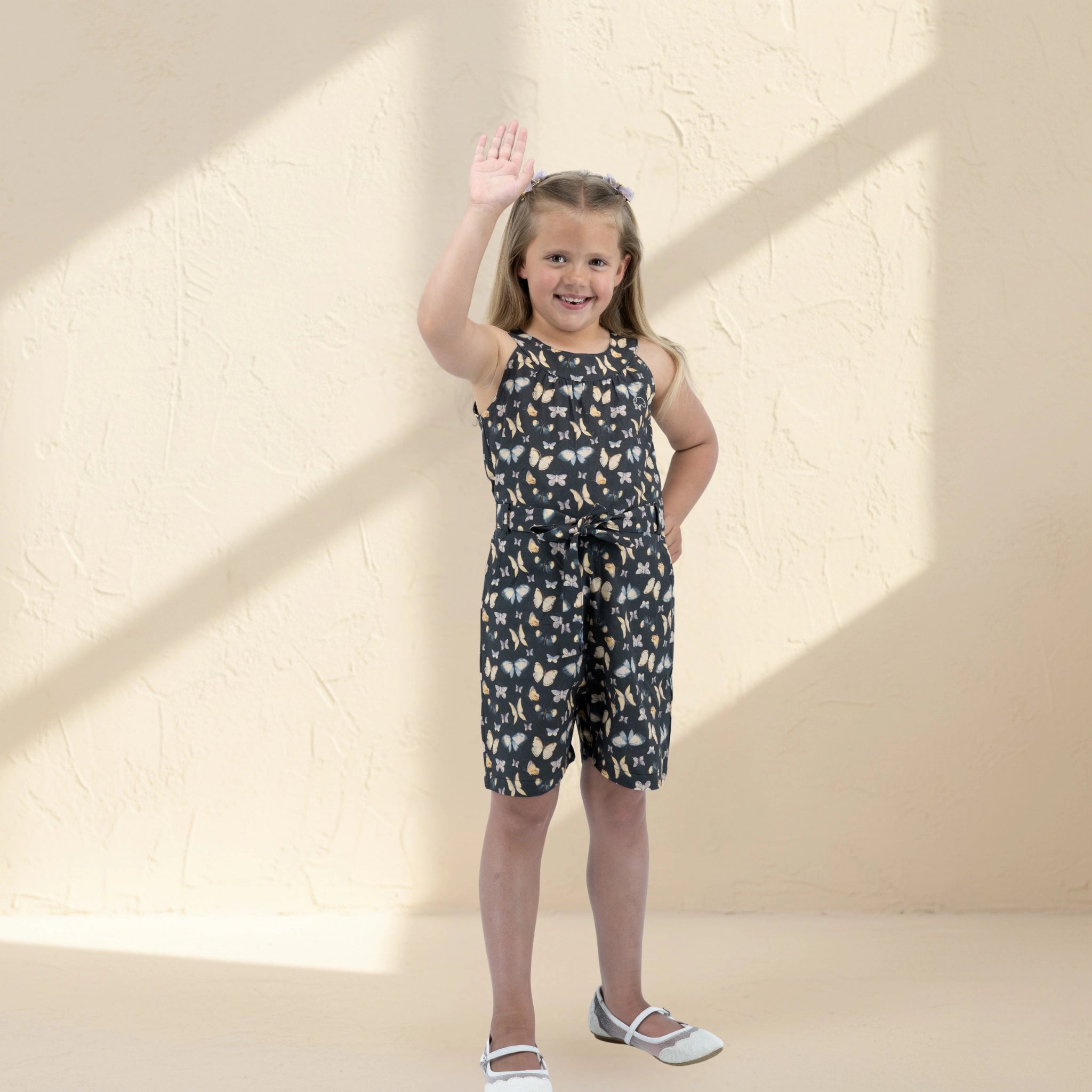 Pirate Black Cotton Play Suit for Girls | Karee Sustainable Kidswear Kids Karee