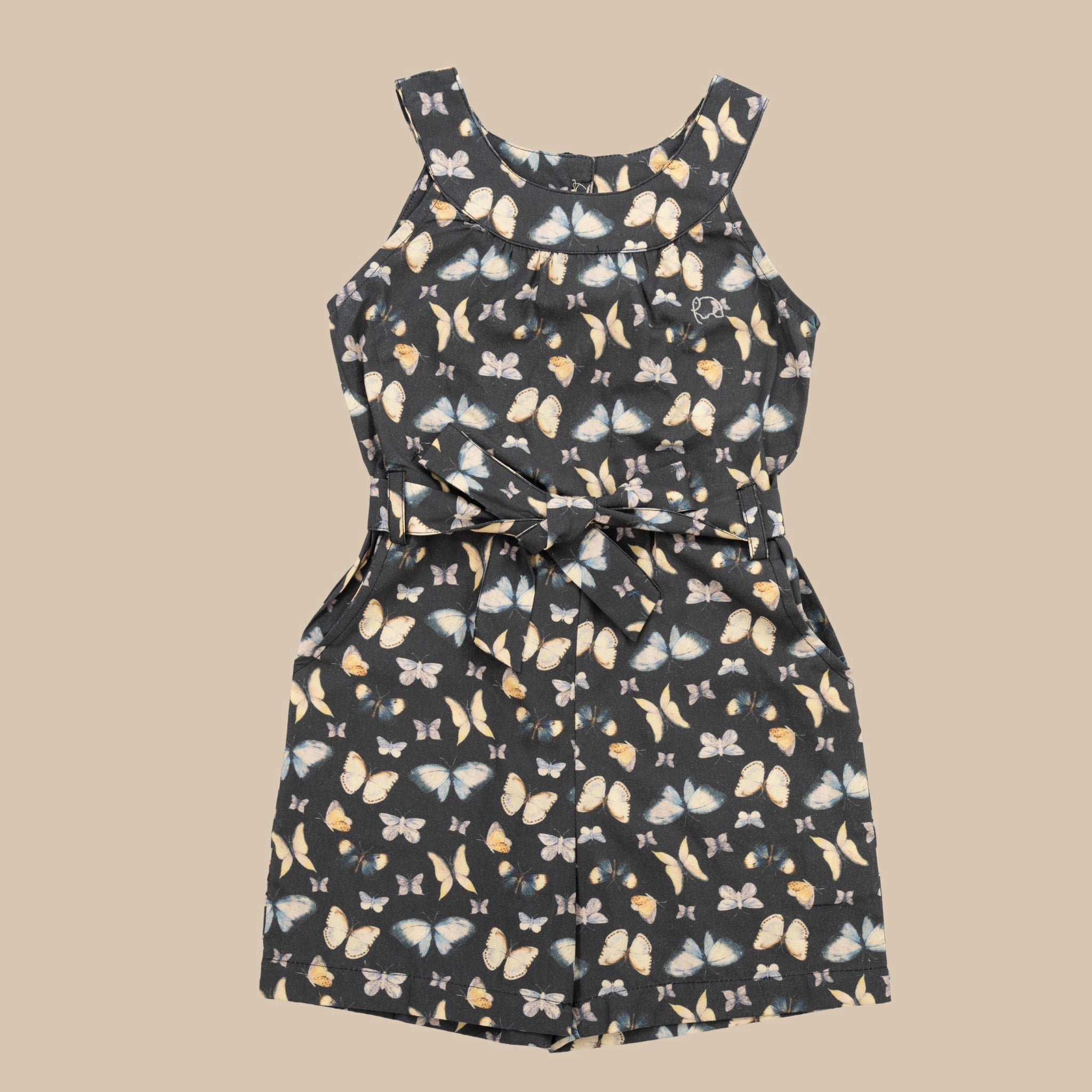 Pirate Black Cotton Play Suit for Girls | Karee Sustainable Kidswear Kids Karee