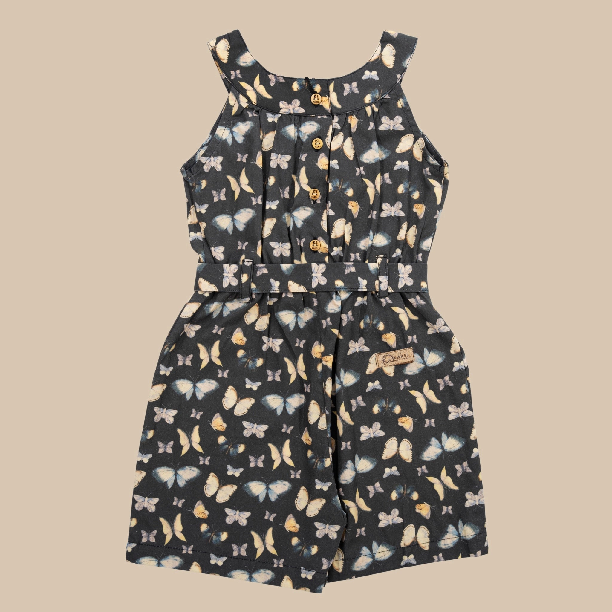 Pirate Black Cotton Play Suit for Girls | Karee Sustainable Kidswear Kids Karee